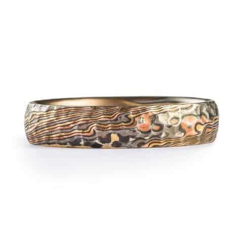 Riverbed Mokume Gane Ring with Hammered Finish - Image 3