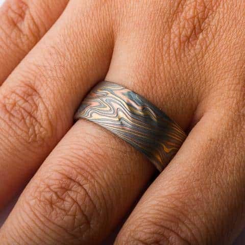 Bold Wide Mokume Gane Ring - Image 5