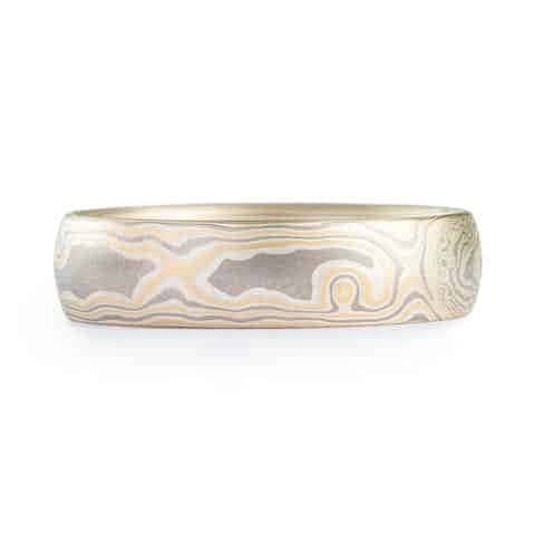 Classic Woodgrain Patterned Mokume Gane Wedding Band - Image 2