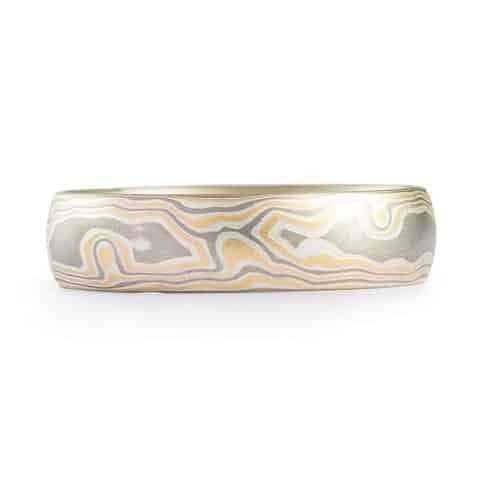 Radiant Woodgrain Pattern Wedding Set with Channel Set Moissanites - Image 4
