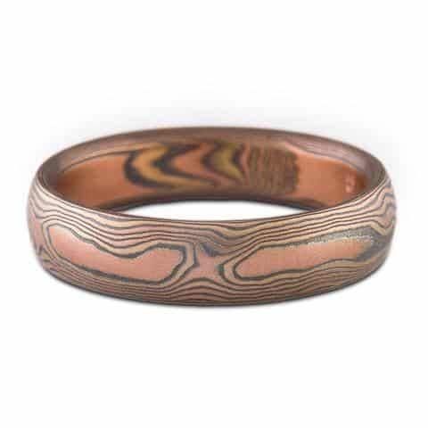 Coordinating Mokume Wedding Set with Fire and Smoke Palettes - Image 2