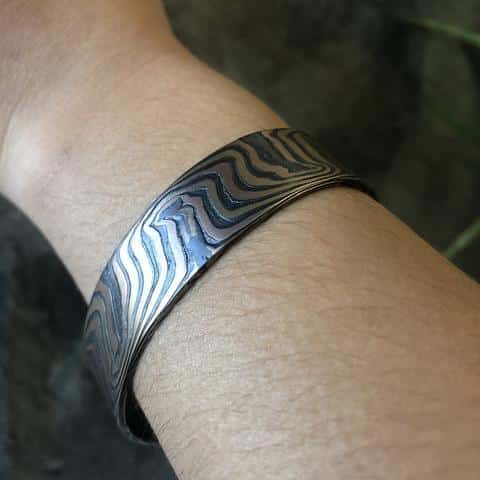 Mokume Wave Bracelet in Oxidized Fire - Image 4