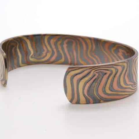 Mokume Wave Bracelet in Oxidized Fire - Image 3