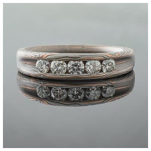 Organic Ring or Wedding Band Set with Oxidized Finish - Image 2