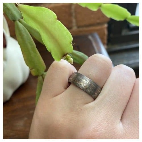 Organic Ring or Wedding Band Set with Oxidized Finish - Image 4