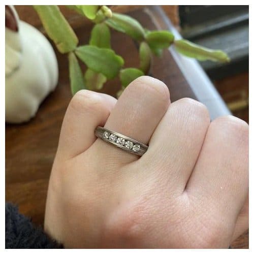 Organic Ring or Wedding Band Set with Oxidized Finish - Image 5