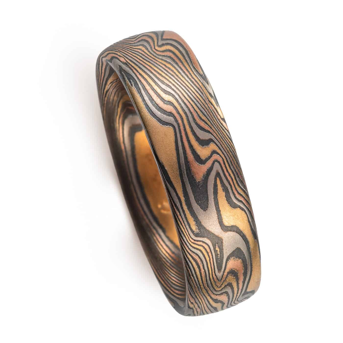 Nature Inspired Mokume Rings with Etched Finish - Image 5