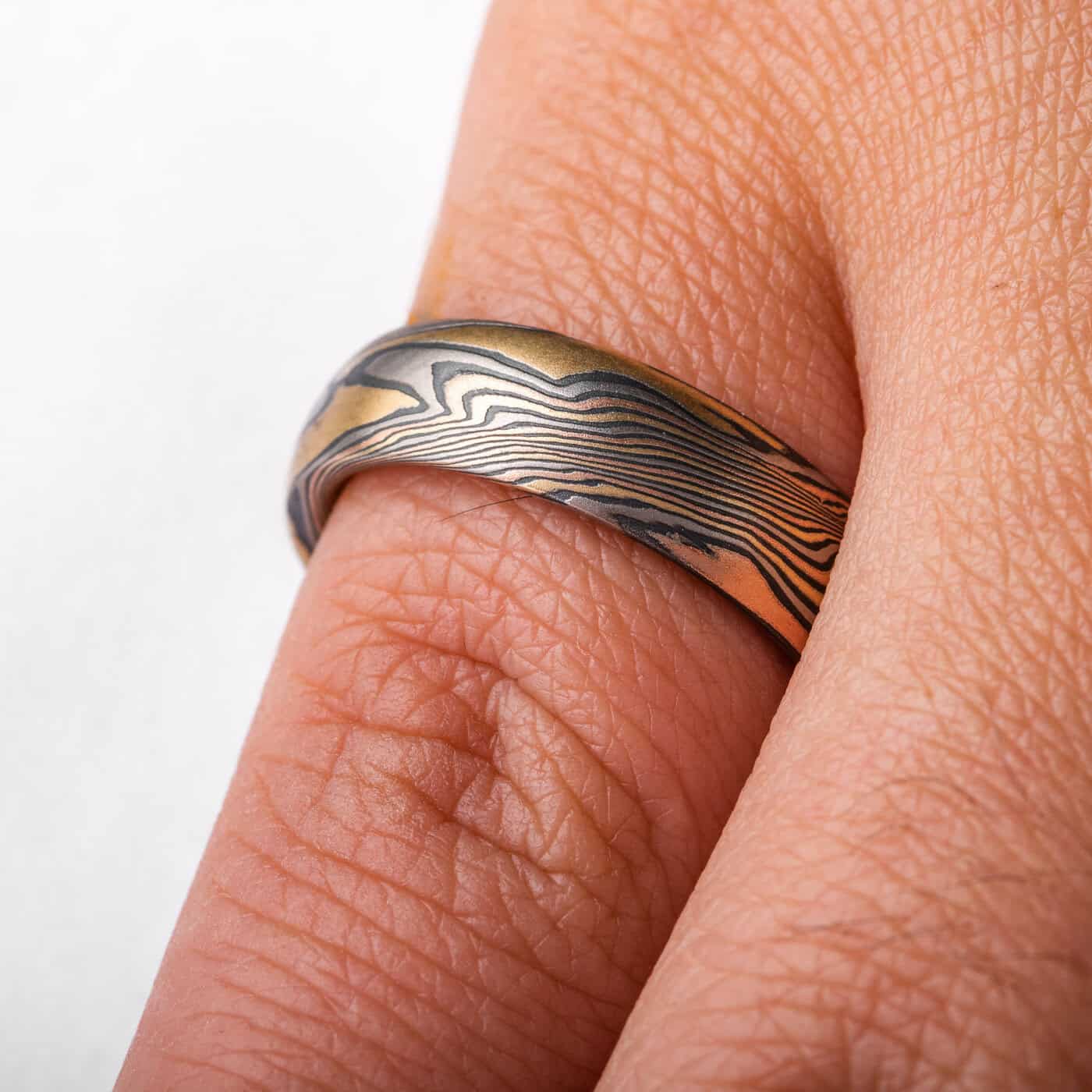 Nature Inspired Mokume Rings with Etched Finish - Image 6