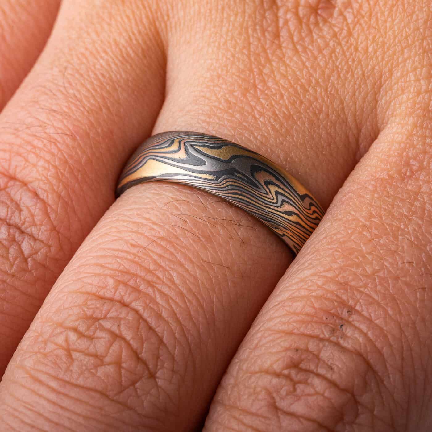 Nature Inspired Mokume Rings with Etched Finish - Image 7