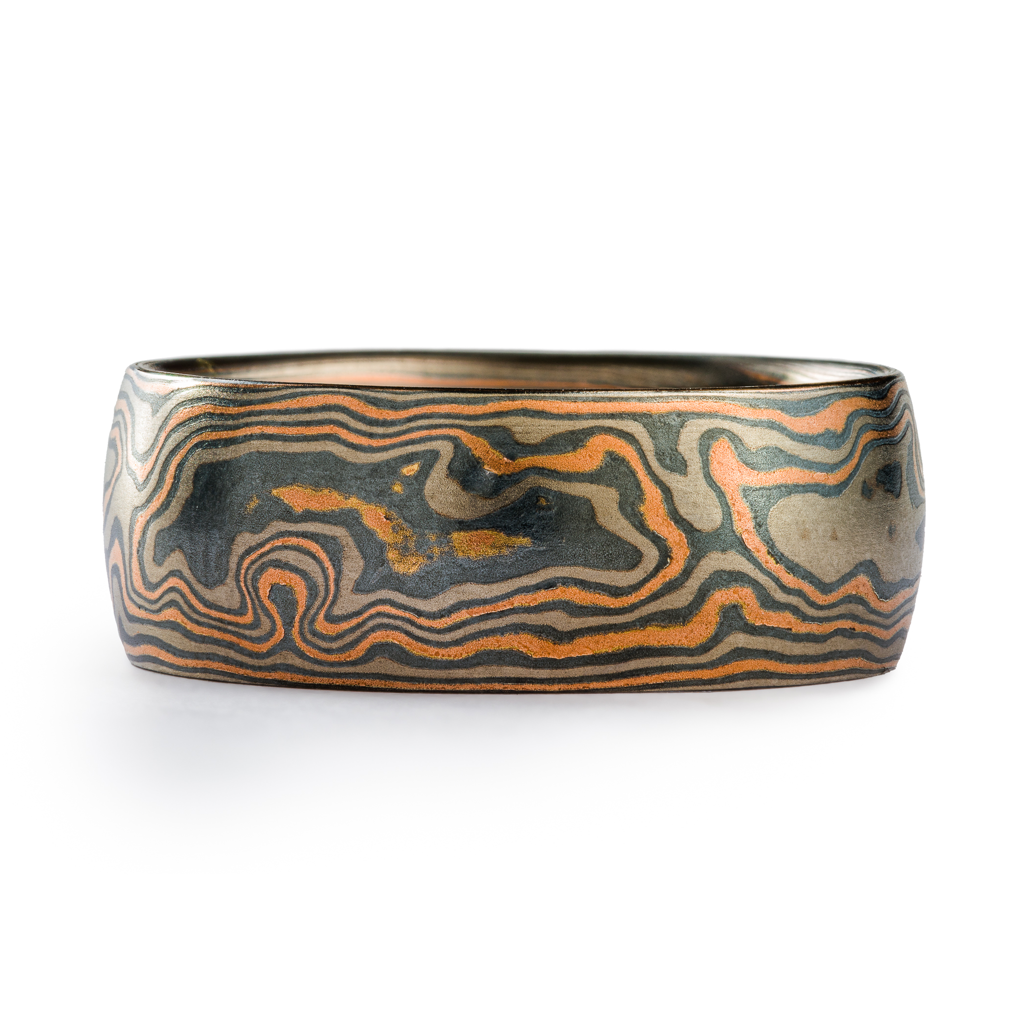 mokume gane bespoke mens wedding ring