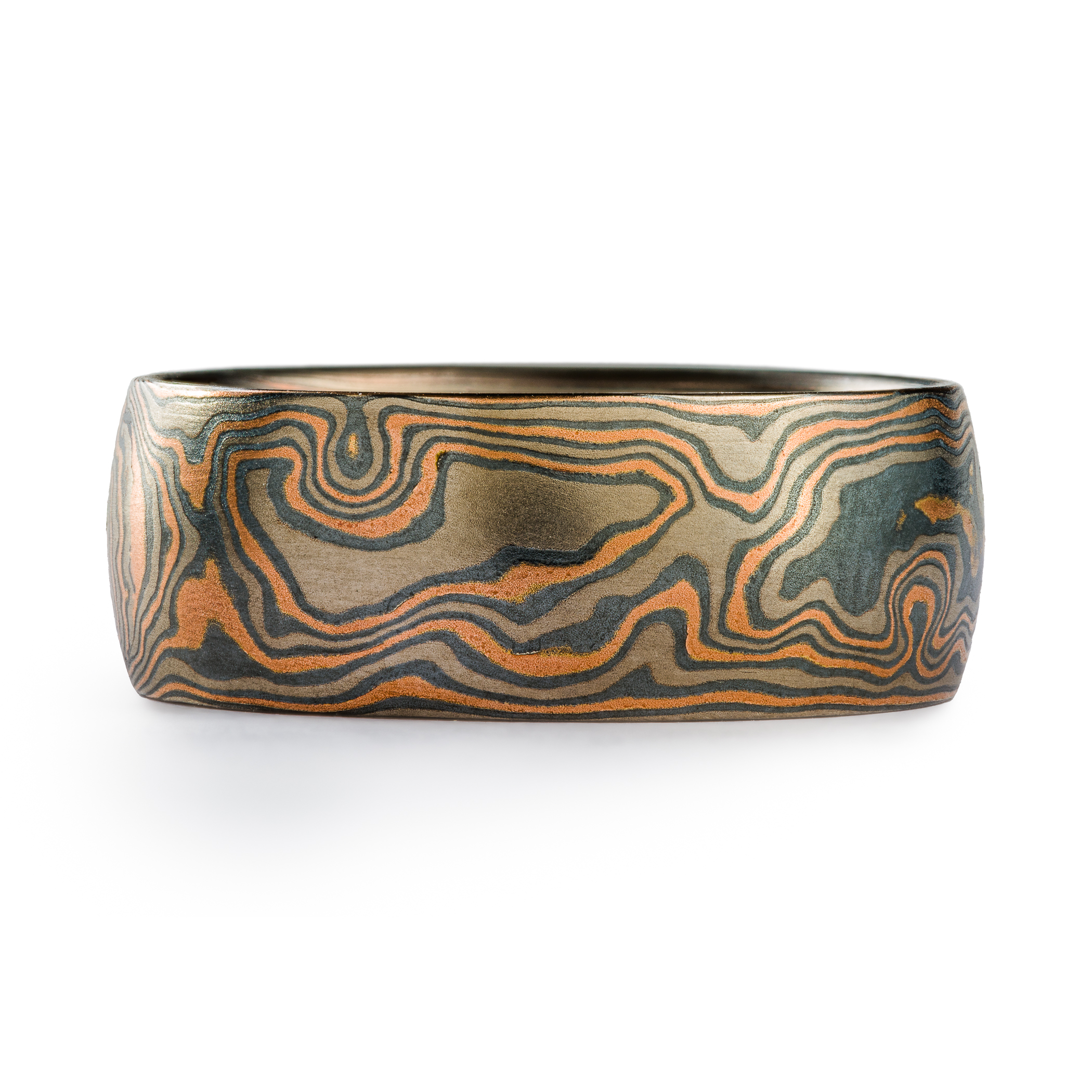 mokume gane bespoke mens wedding ring