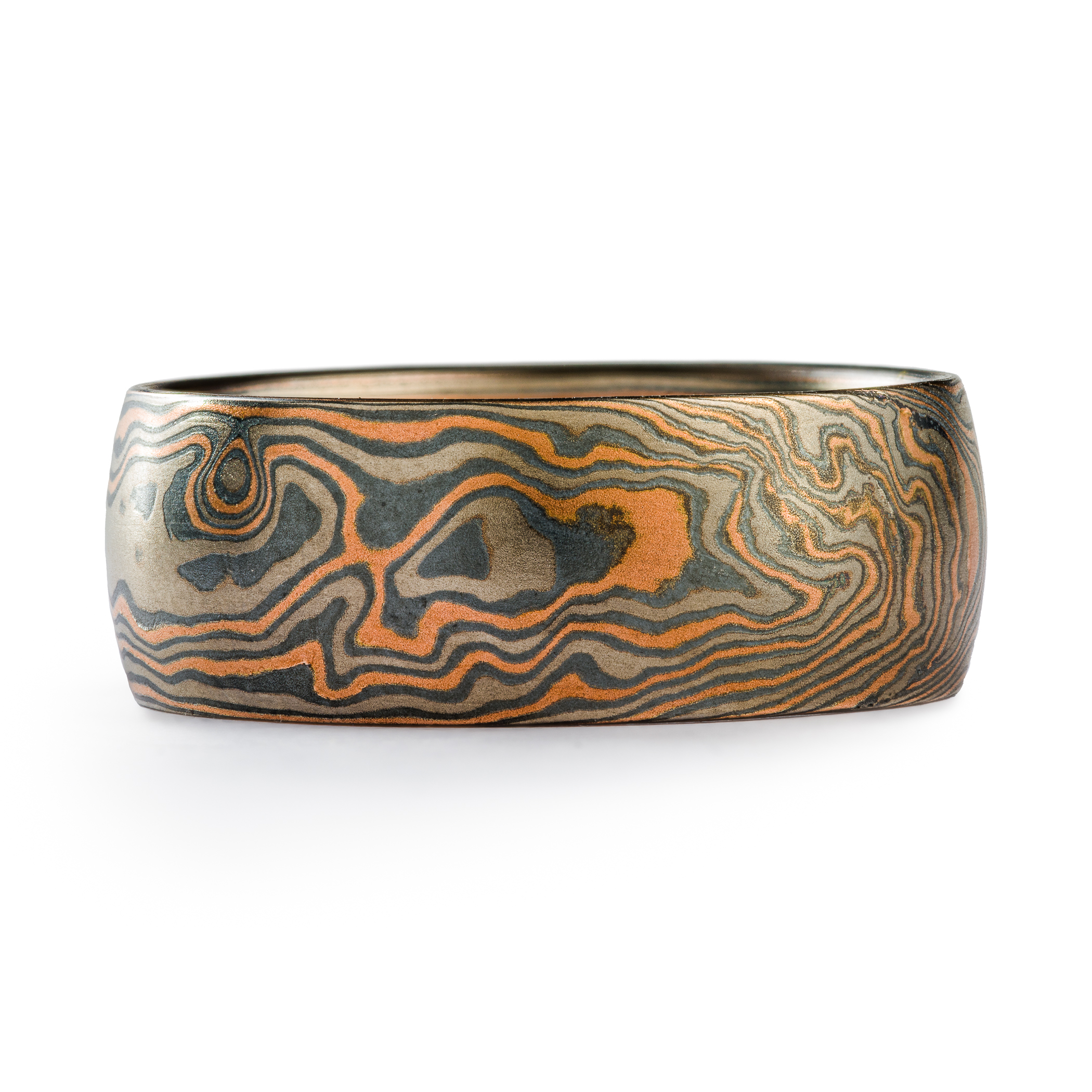 mokume gane bespoke mens wedding ring