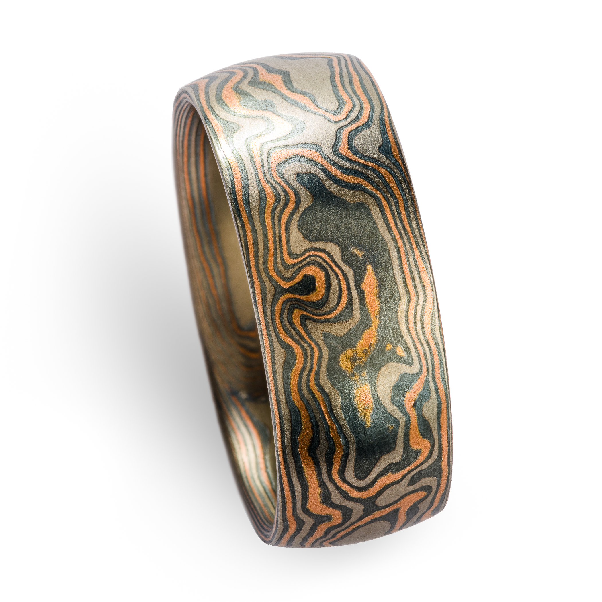 mokume gane bespoke mens wedding ring