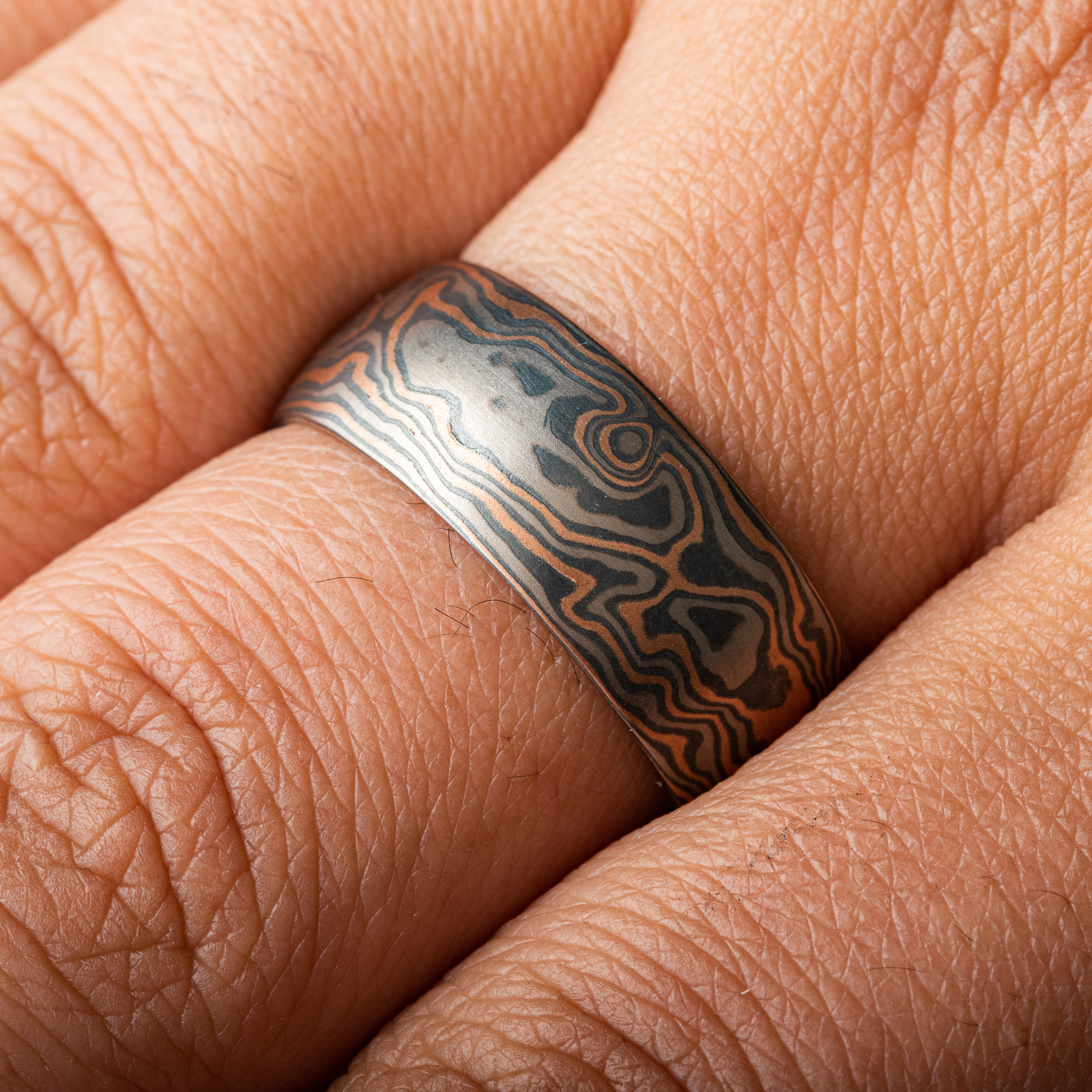 mokume gane bespoke mens wedding ring