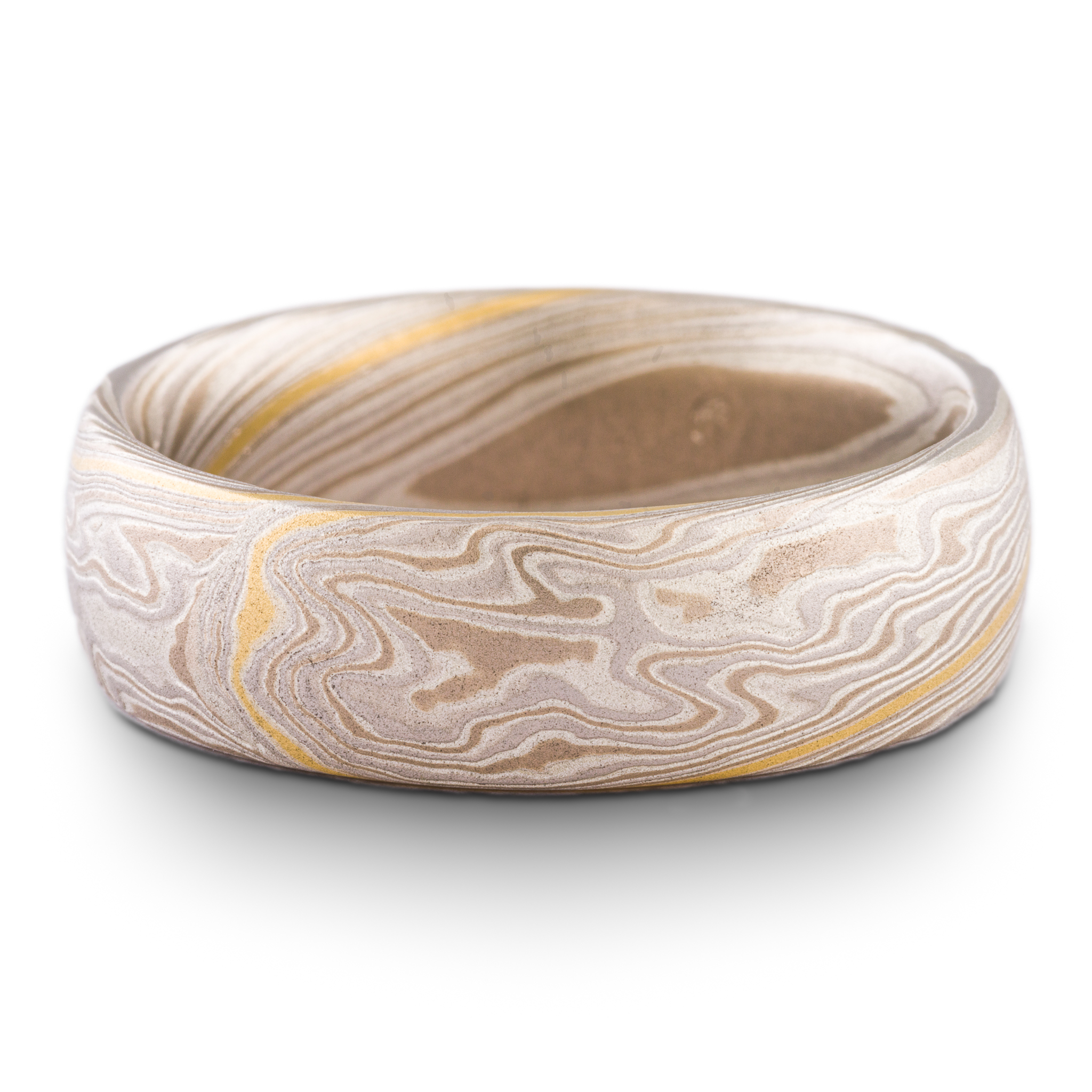 Unique 18k Gold Stratum Mokume Wedding Band - Image 3