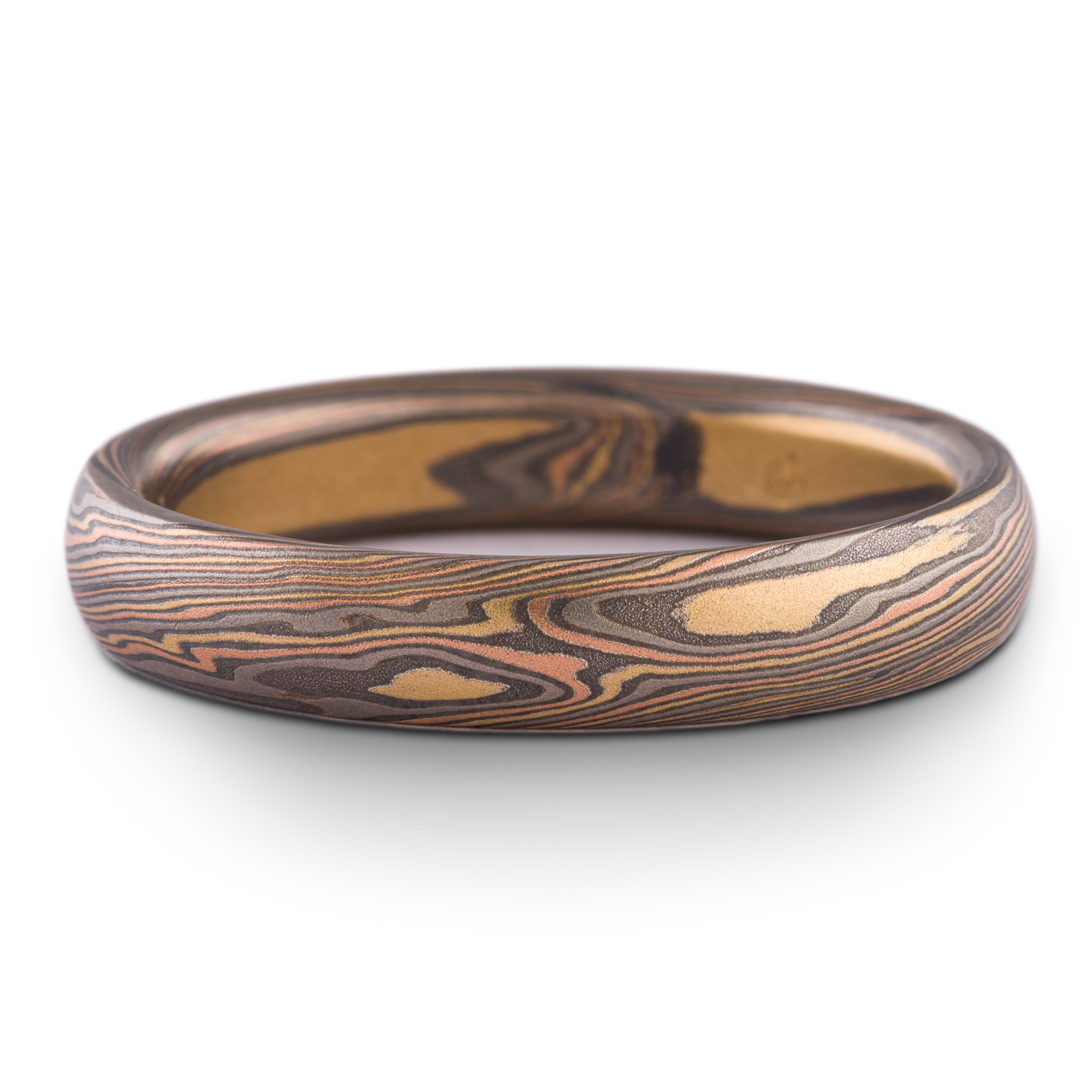 Artisan Mokume Ring Wedding Band in Twist Pattern