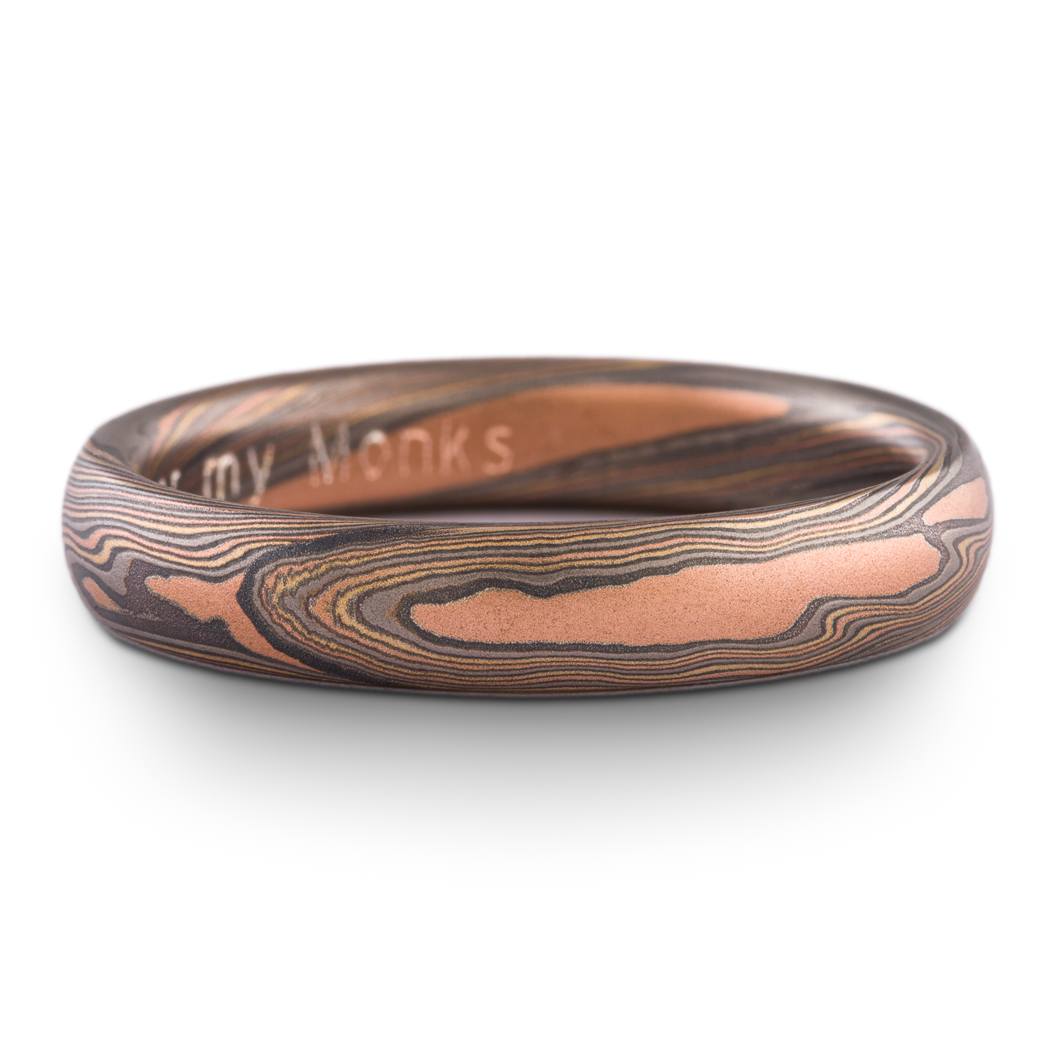 Artisan Mokume Ring Wedding Band in Twist Pattern - Image 3