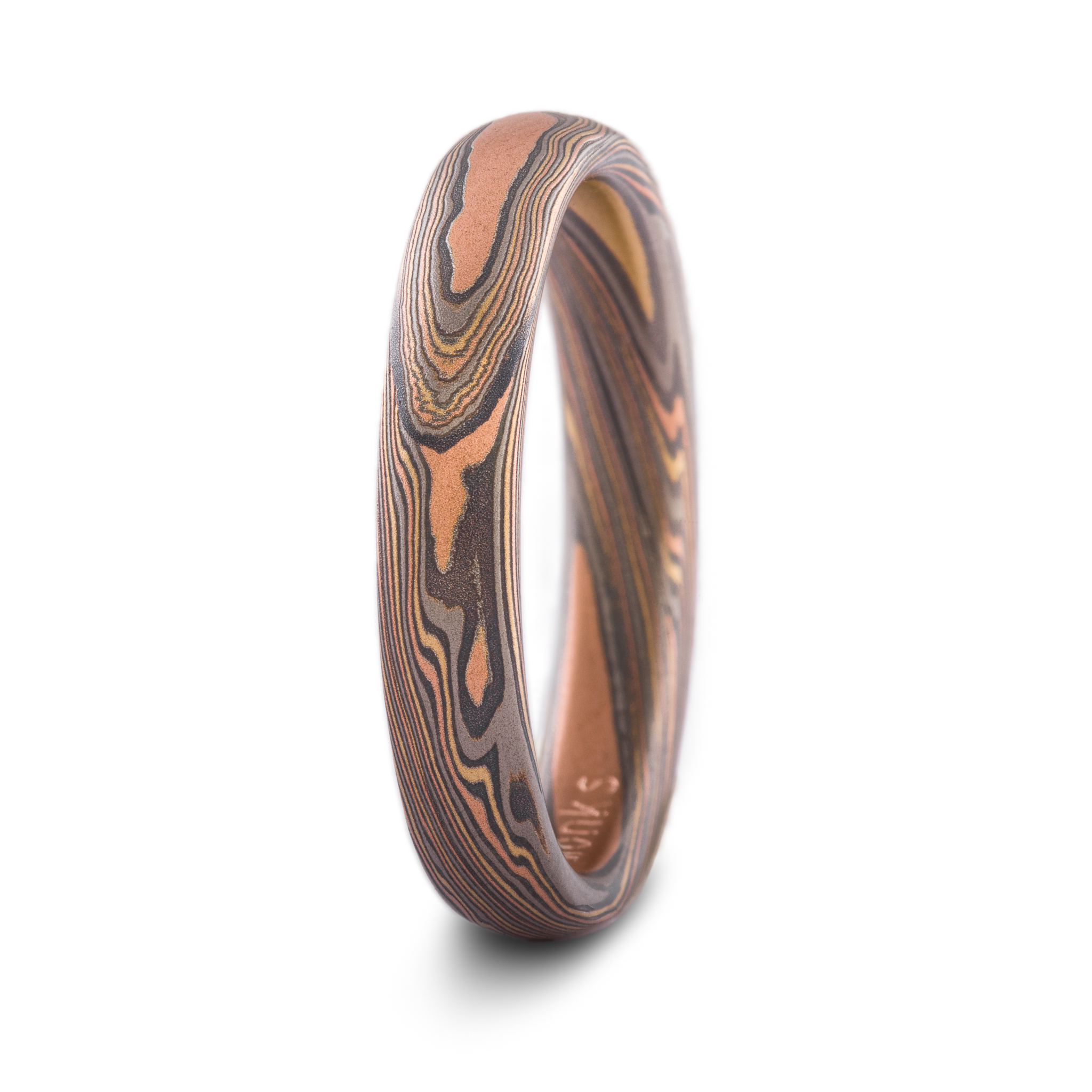 Artisan Mokume Ring Wedding Band in Twist Pattern - Image 4