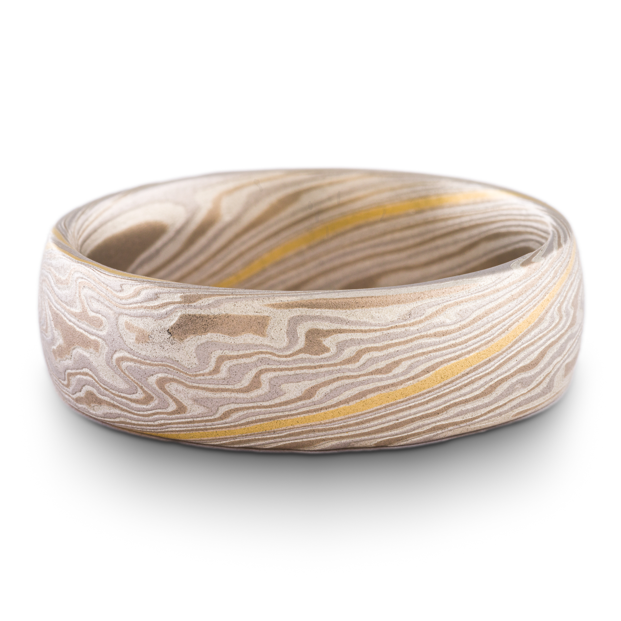 Unique 18k Gold Stratum Mokume Wedding Band