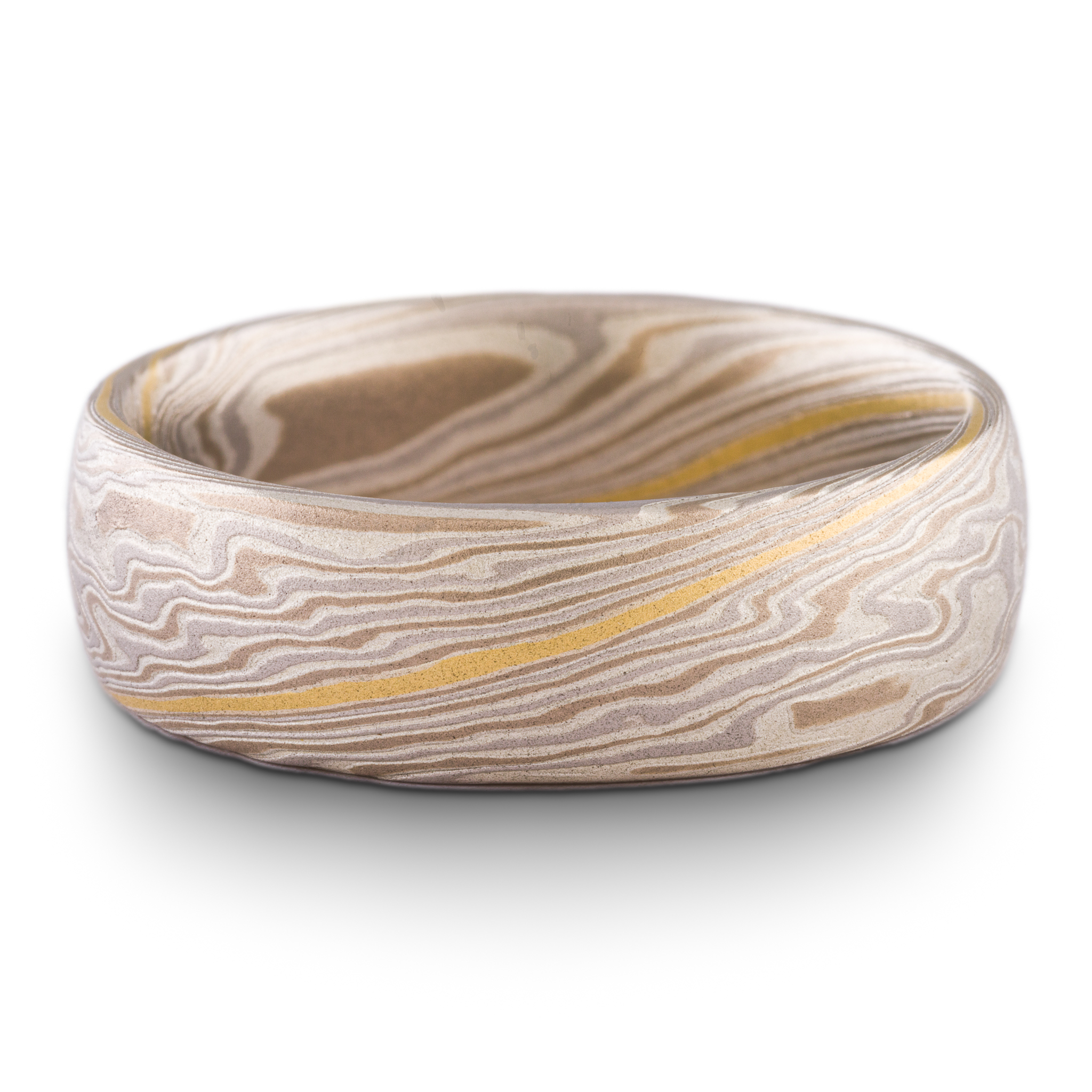 Unique 18k Gold Stratum Mokume Wedding Band - Image 2