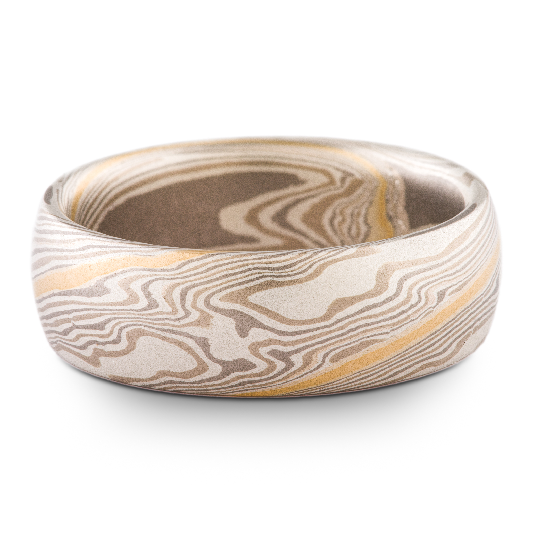 Elegant 18kt Gold Mokume Twist Wedding Ring - Image 2