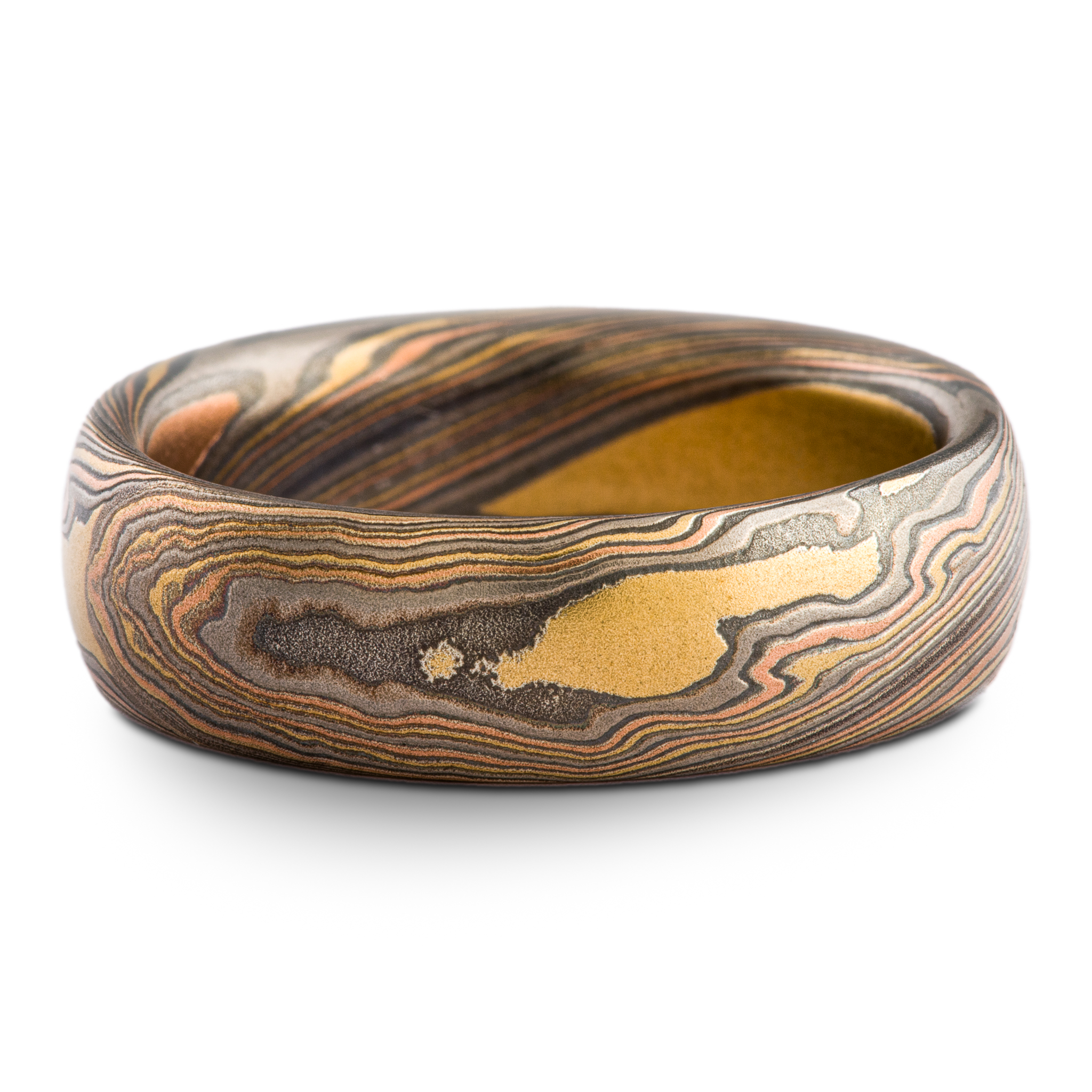 Bold Nature Inspired Mokume Wedding Band - Image 3