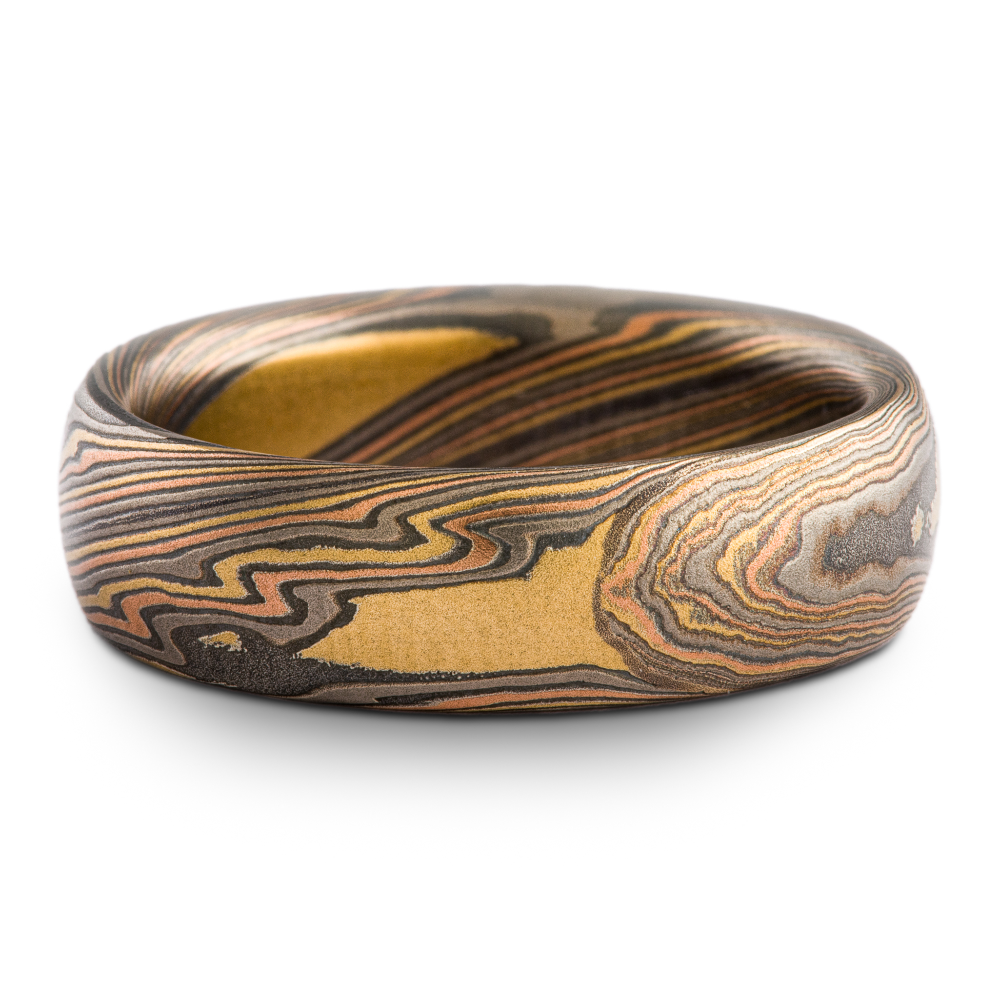 Bold Nature Inspired Mokume Wedding Band - Image 2