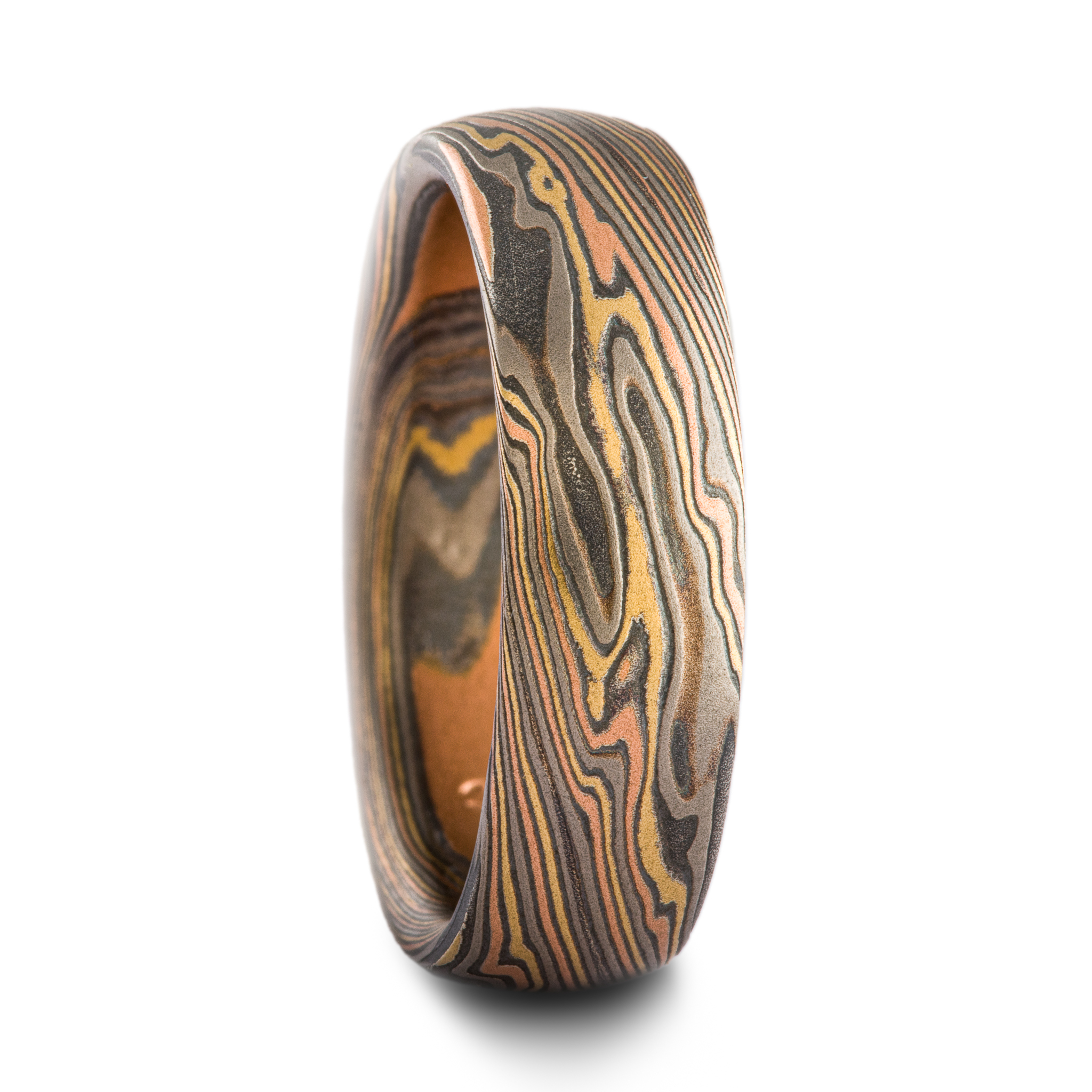 Bold Nature Inspired Mokume Wedding Band - Image 4