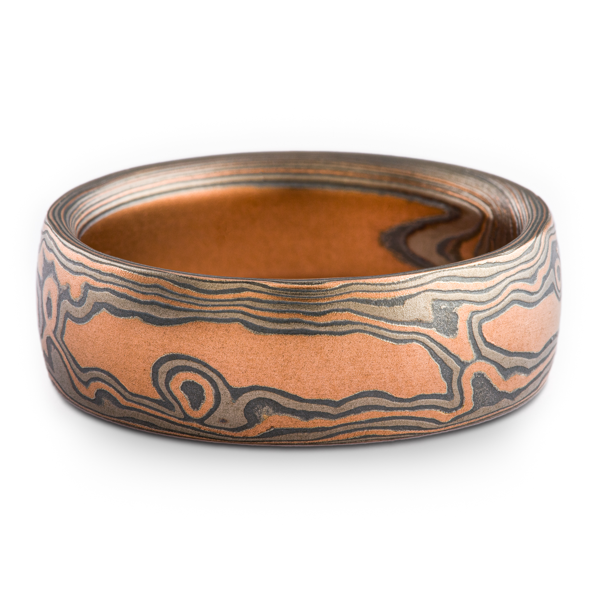 Rugged Mokume Woodgrain Ring in Embers Palette - Image 2