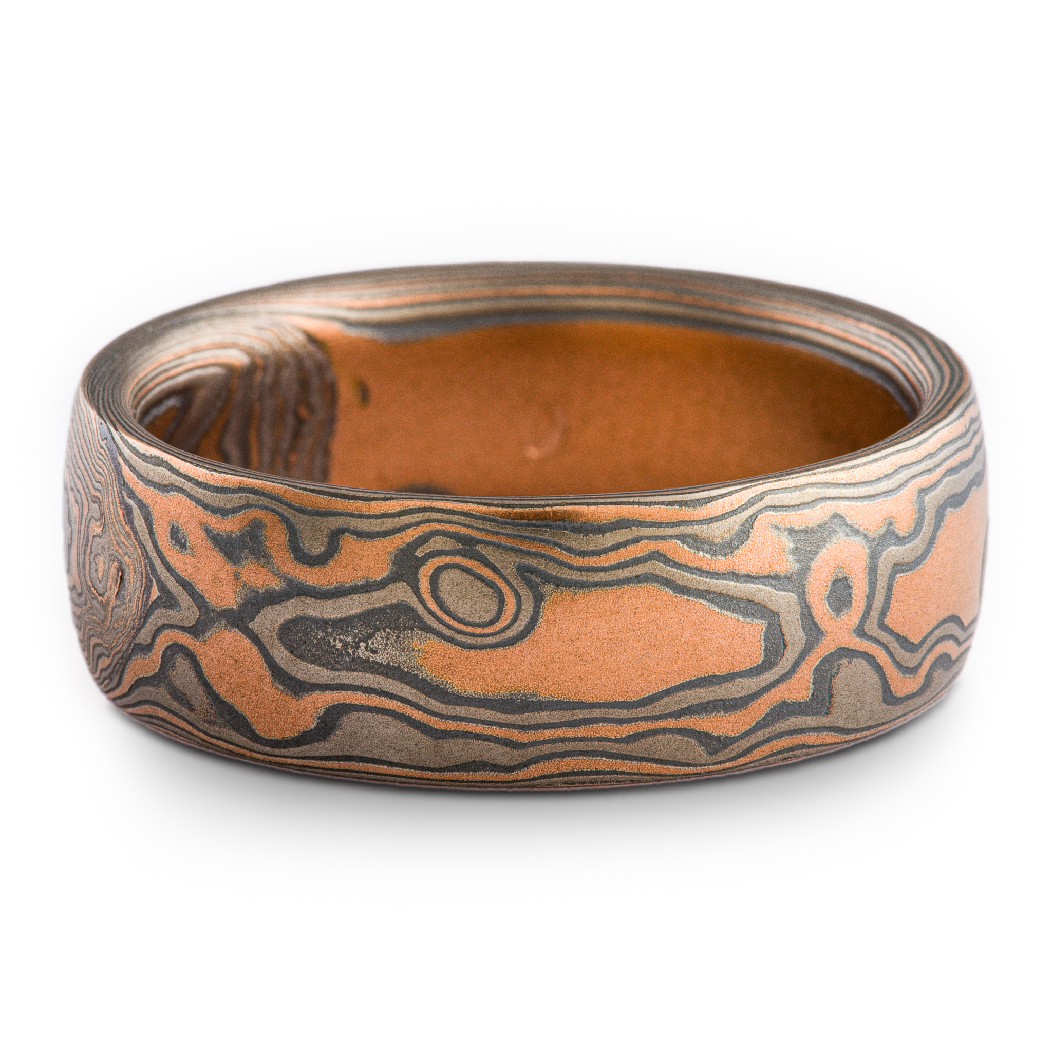 Rugged Mokume Woodgrain Ring in Embers Palette - Image 3