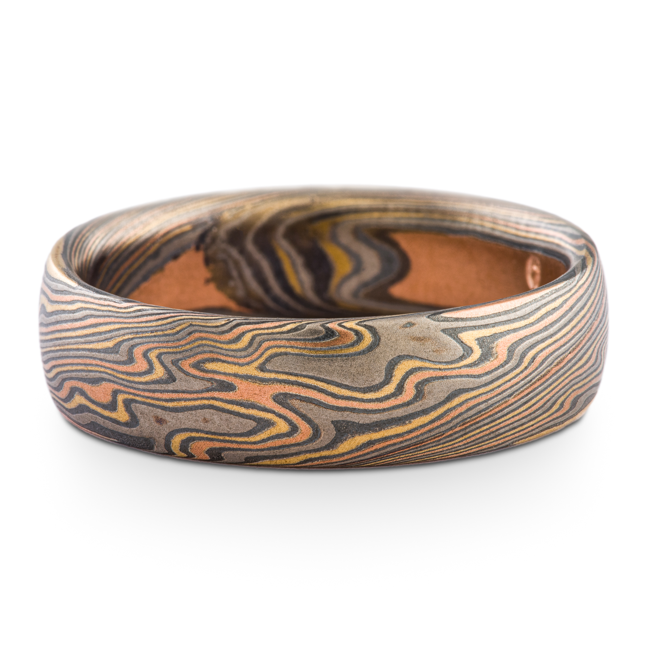 Dynamic Mokume Gane Twist Pattern Wedding Band