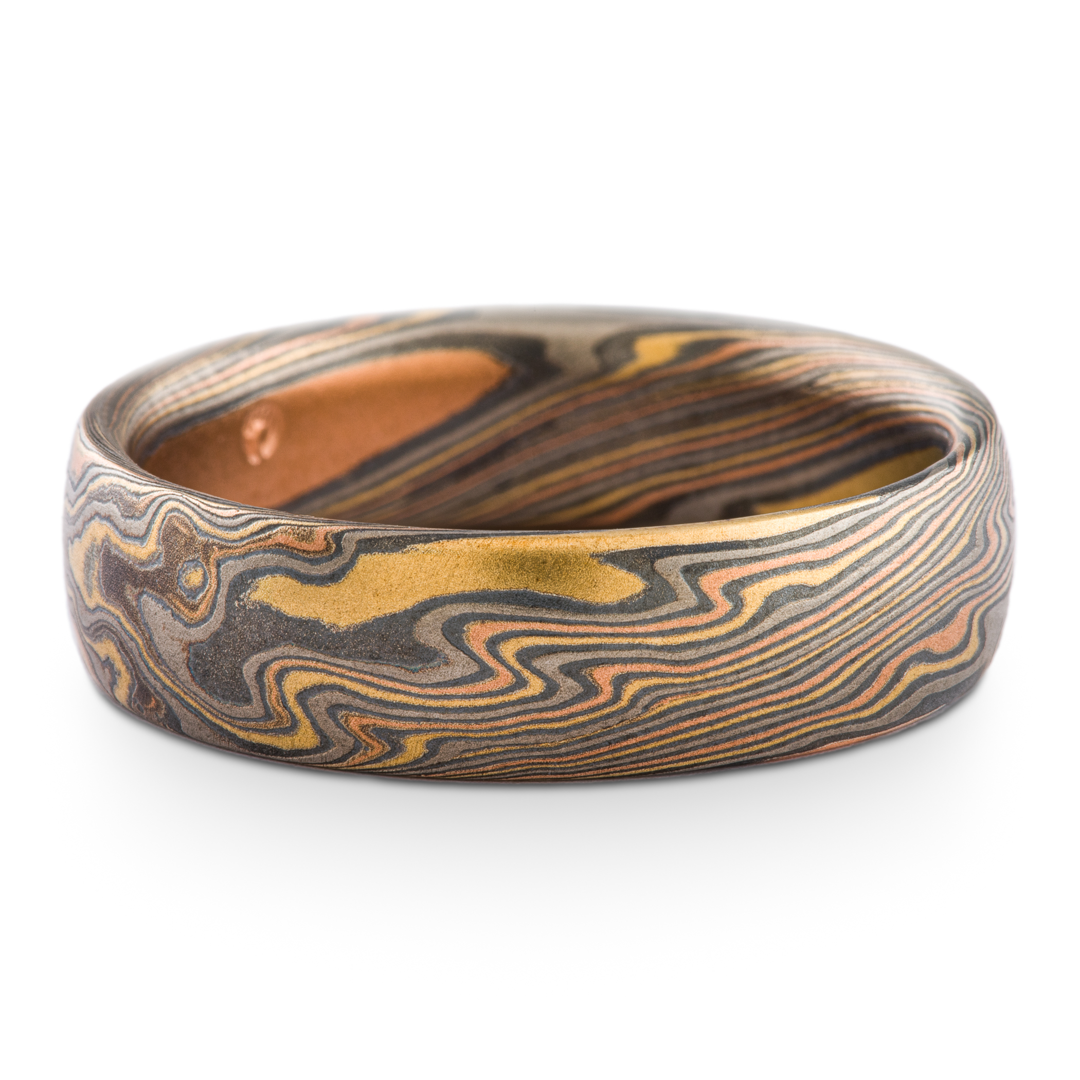 Dynamic Mokume Gane Twist Pattern Wedding Band - Image 2