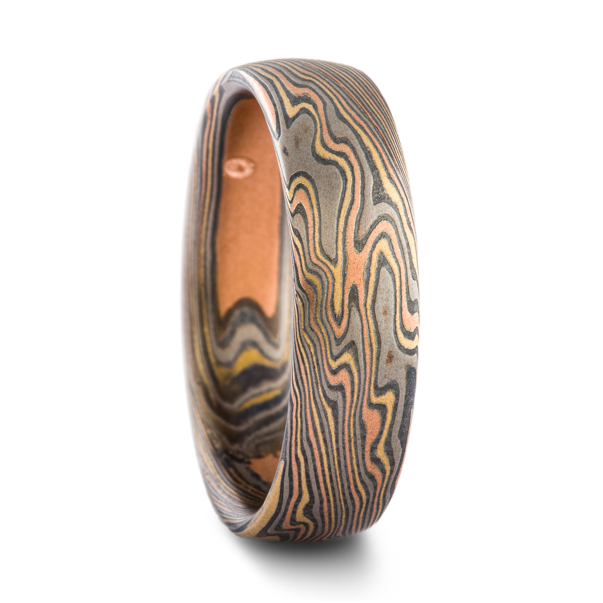 Dynamic Mokume Gane Twist Pattern Wedding Band - Image 4