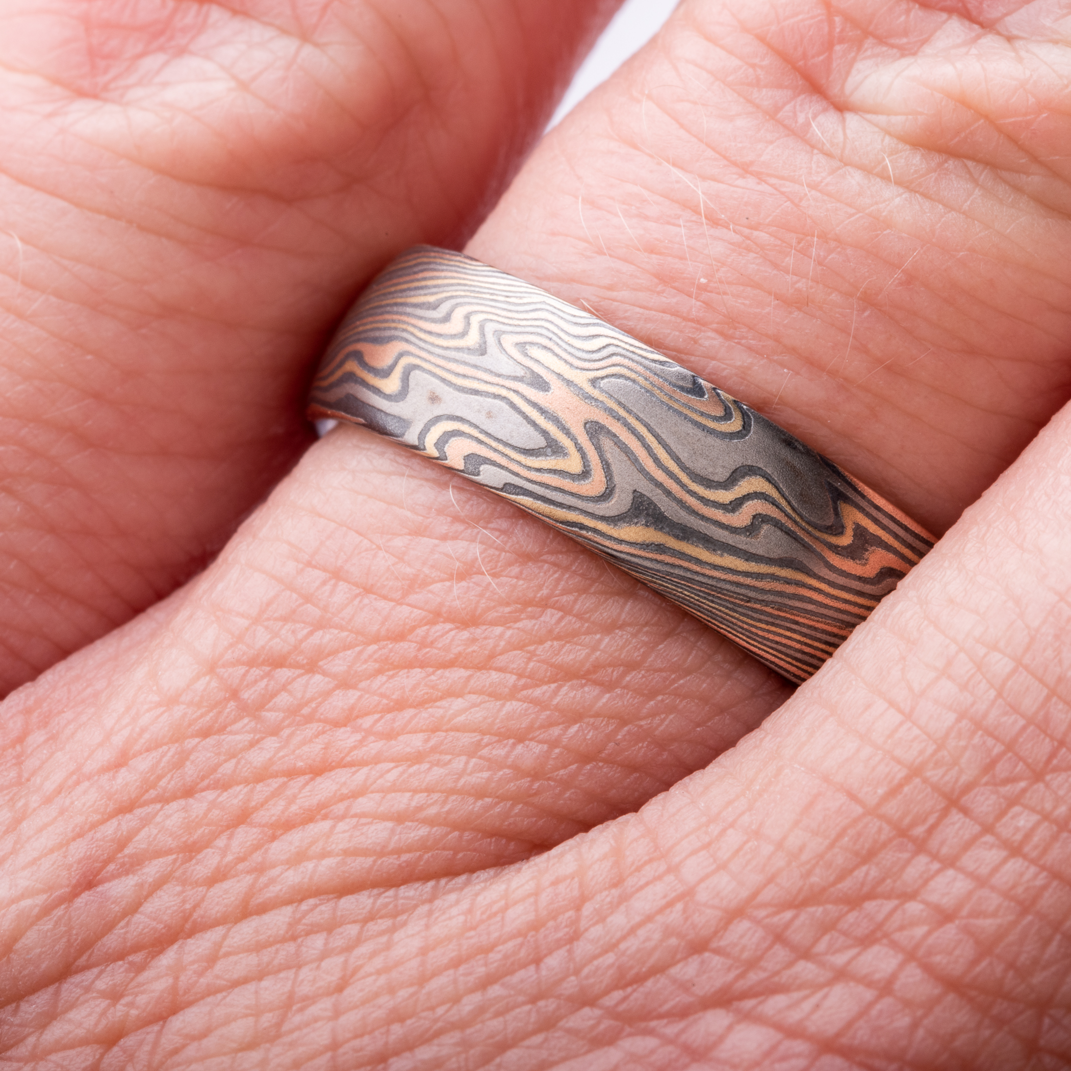Dynamic Mokume Gane Twist Pattern Wedding Band - Image 5