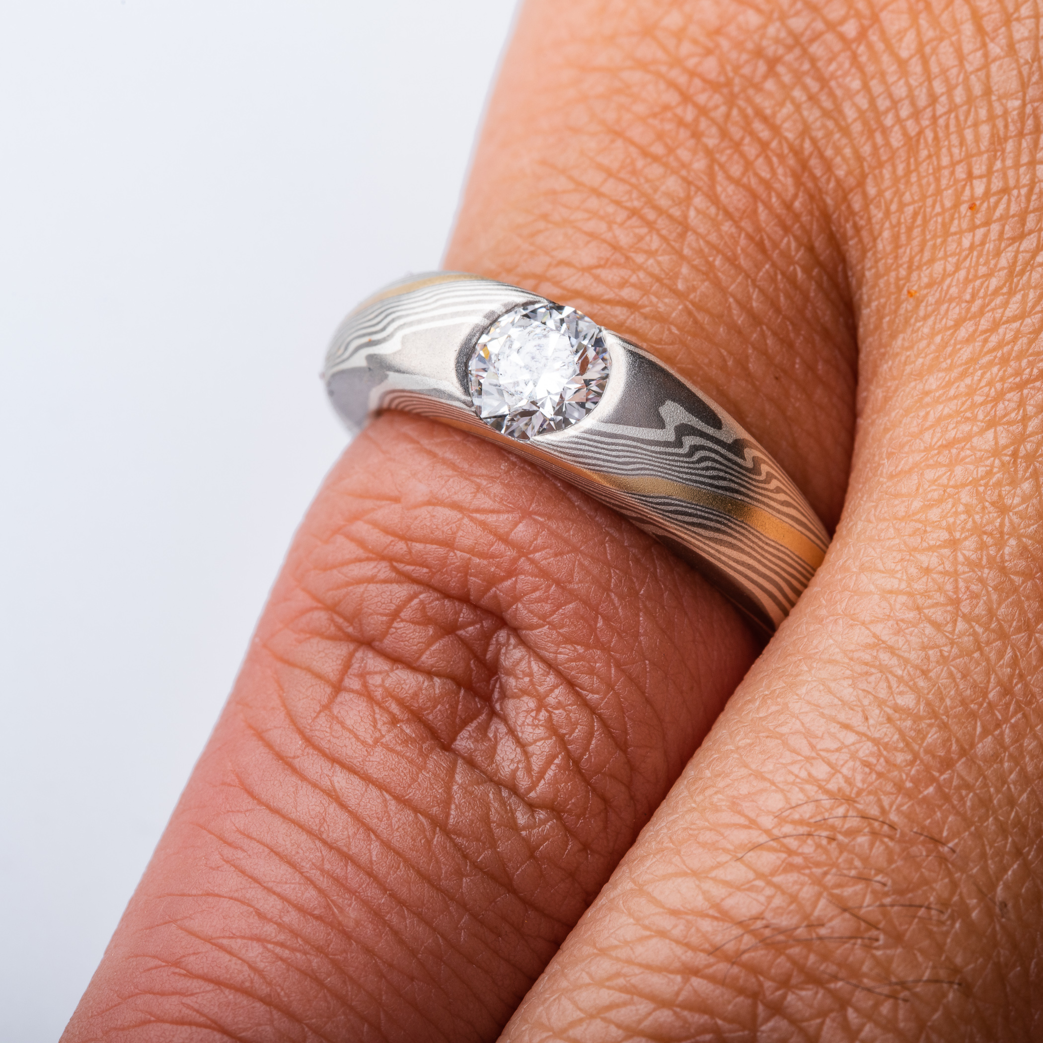 Classic Diamond Cathedral Mokume Ring - Image 6
