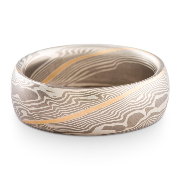 Elegant Yellow Gold Stratum Ring or Wedding Band