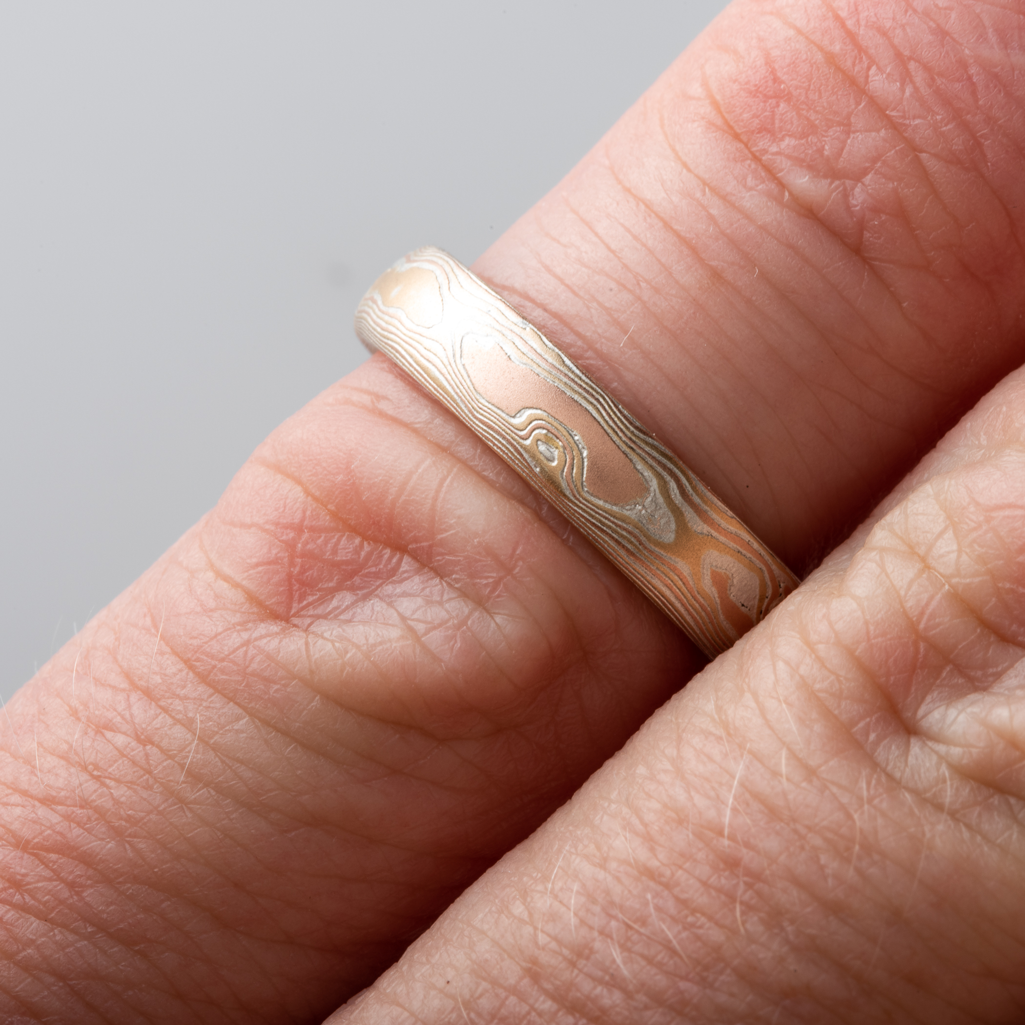 Warm Daylight Mokume Wedding Band - Image 5