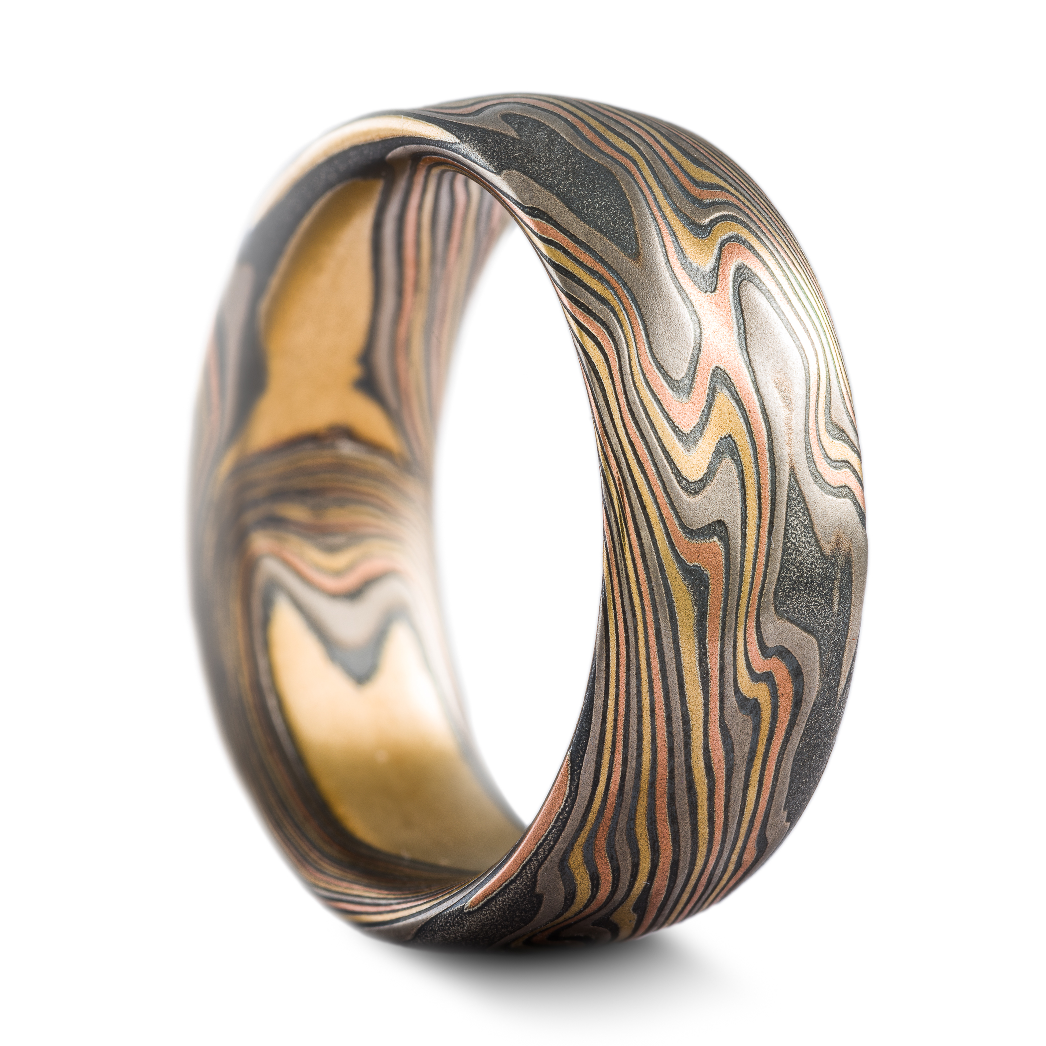 Rich Ravine Mokume Ring with Kazaru - Image 4