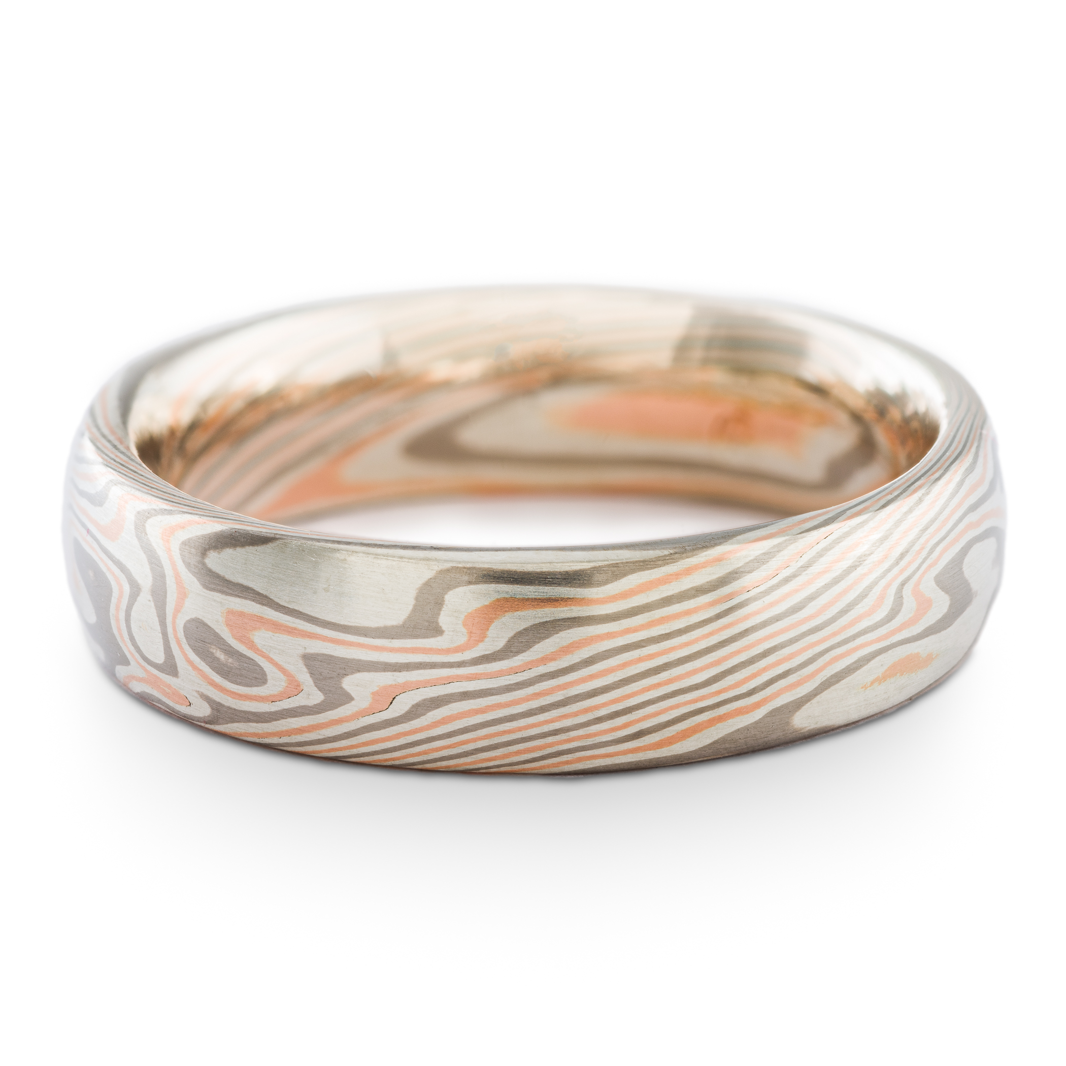 Organic Mokume Gane Wedding Band or Ring in Twist Pattern and Embers Palette - Image 2