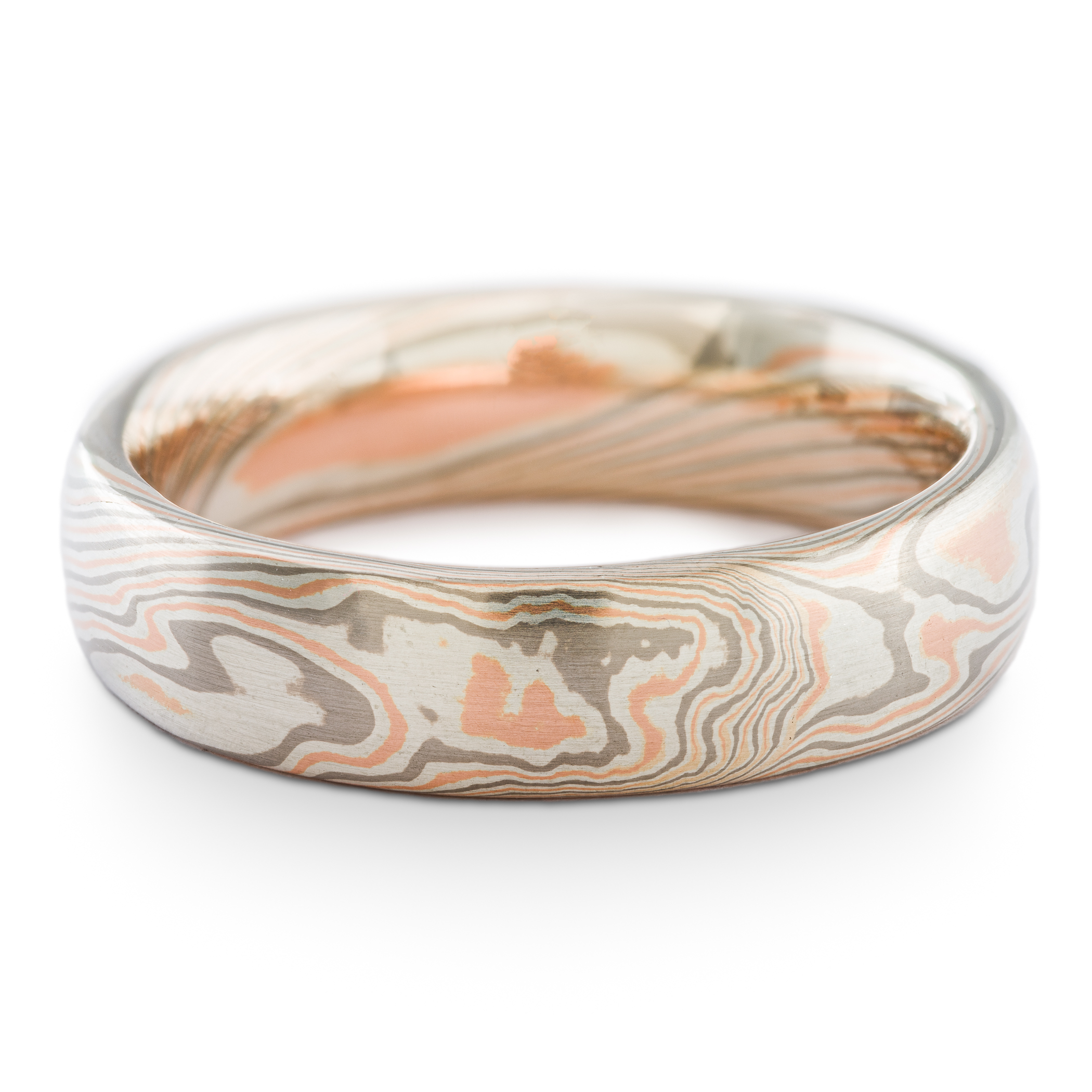 Organic Mokume Gane Wedding Band or Ring in Twist Pattern and Embers Palette - Image 3
