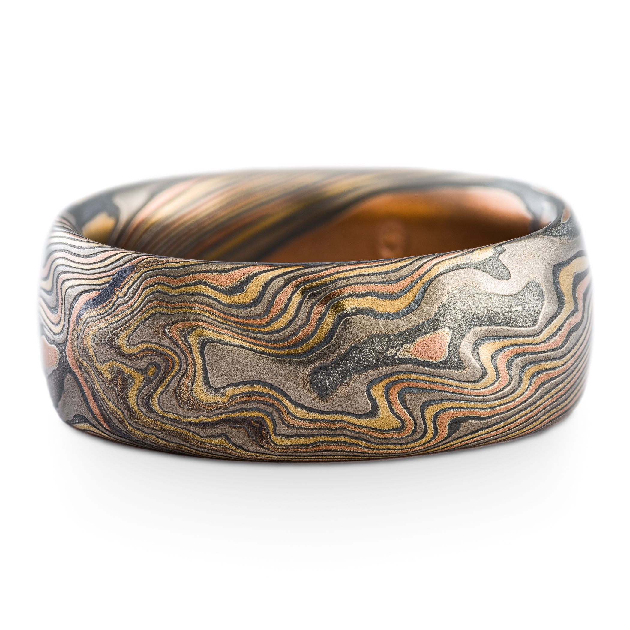 Rich Ravine Mokume Ring with Kazaru - Image 2