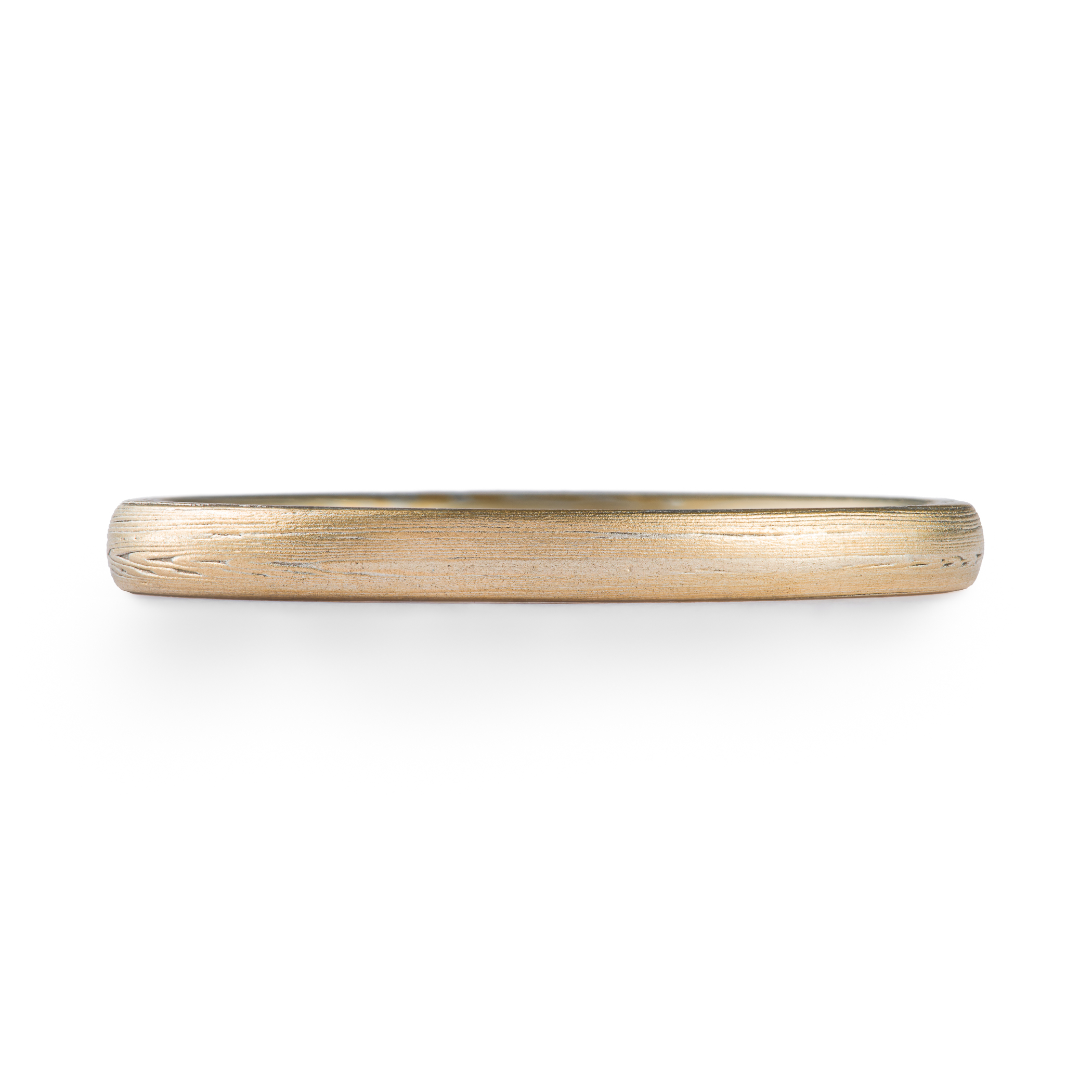Arn Krebs mokume gane ring patterned in a subtle linear style in his vortex pattern. Made with yellow gold and silver.