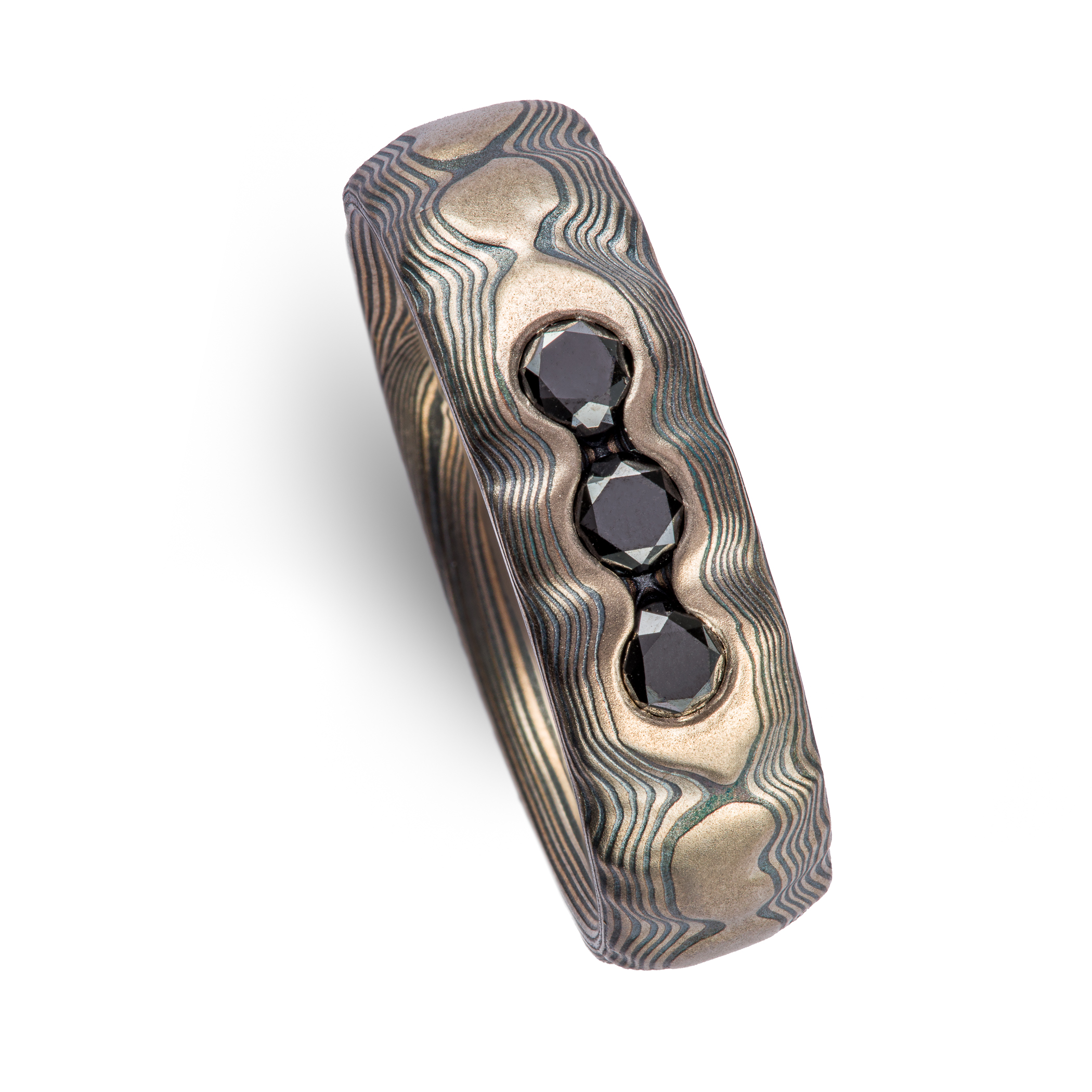 Black Diamond Mokume Guri Bori Ring - Image 4