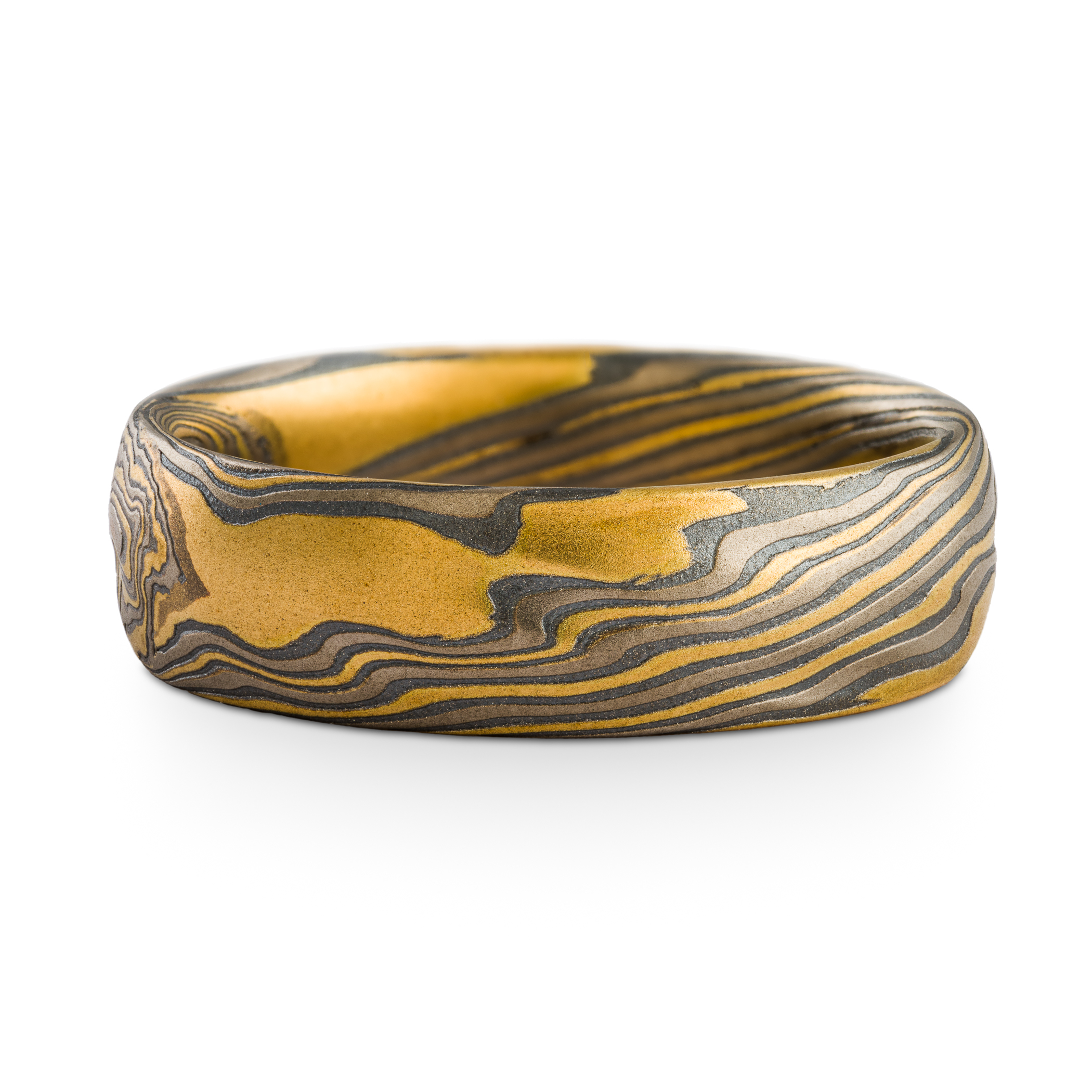 Textured Gold Mokume Wedding Band - Image 2
