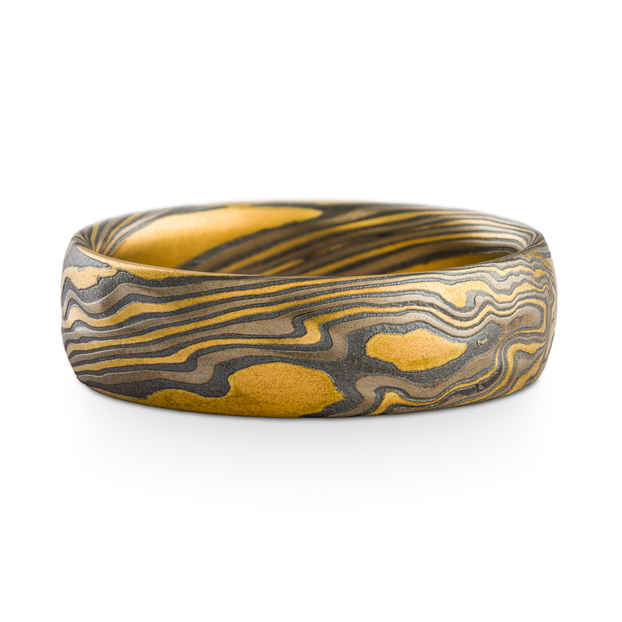 Textured Gold Mokume Wedding Band - Image 3