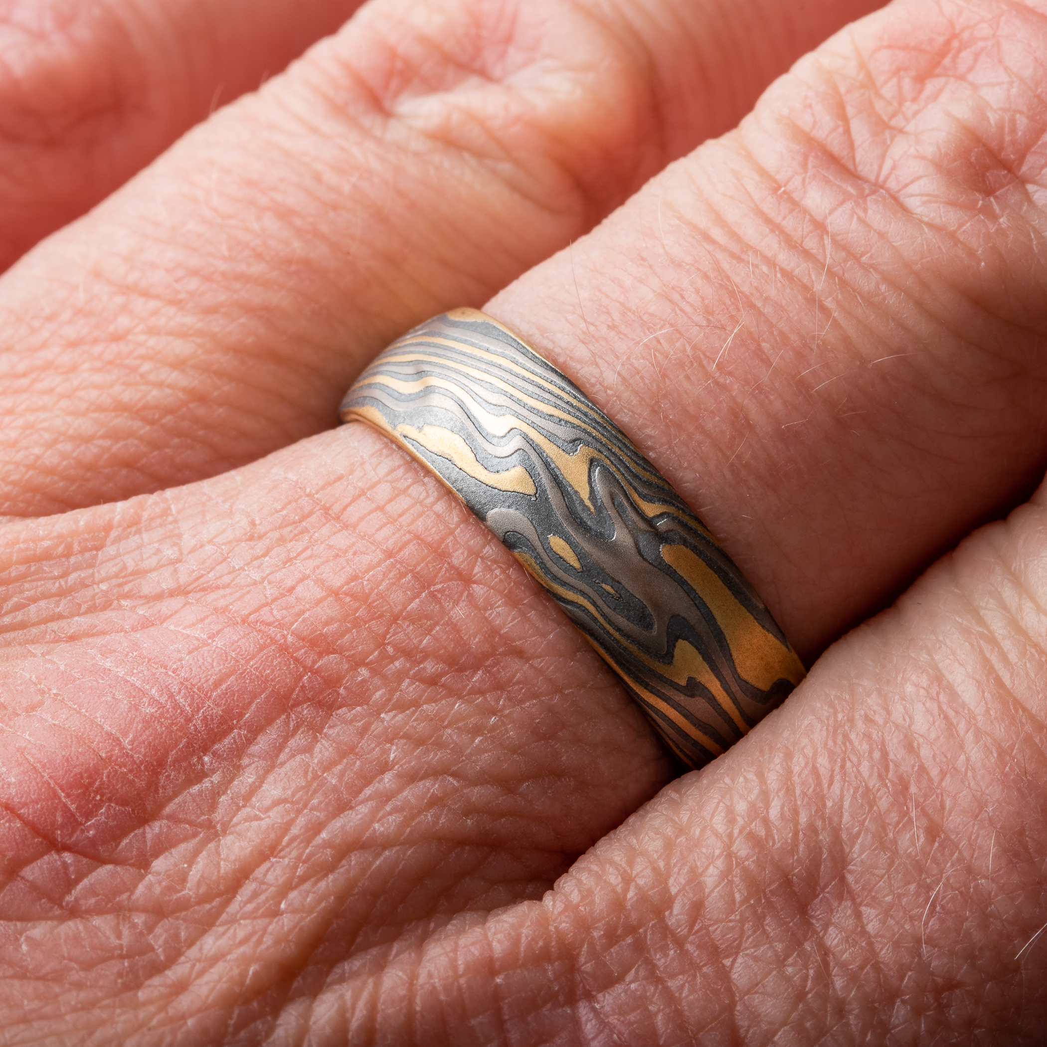 Textured Gold Mokume Wedding Band - Image 5