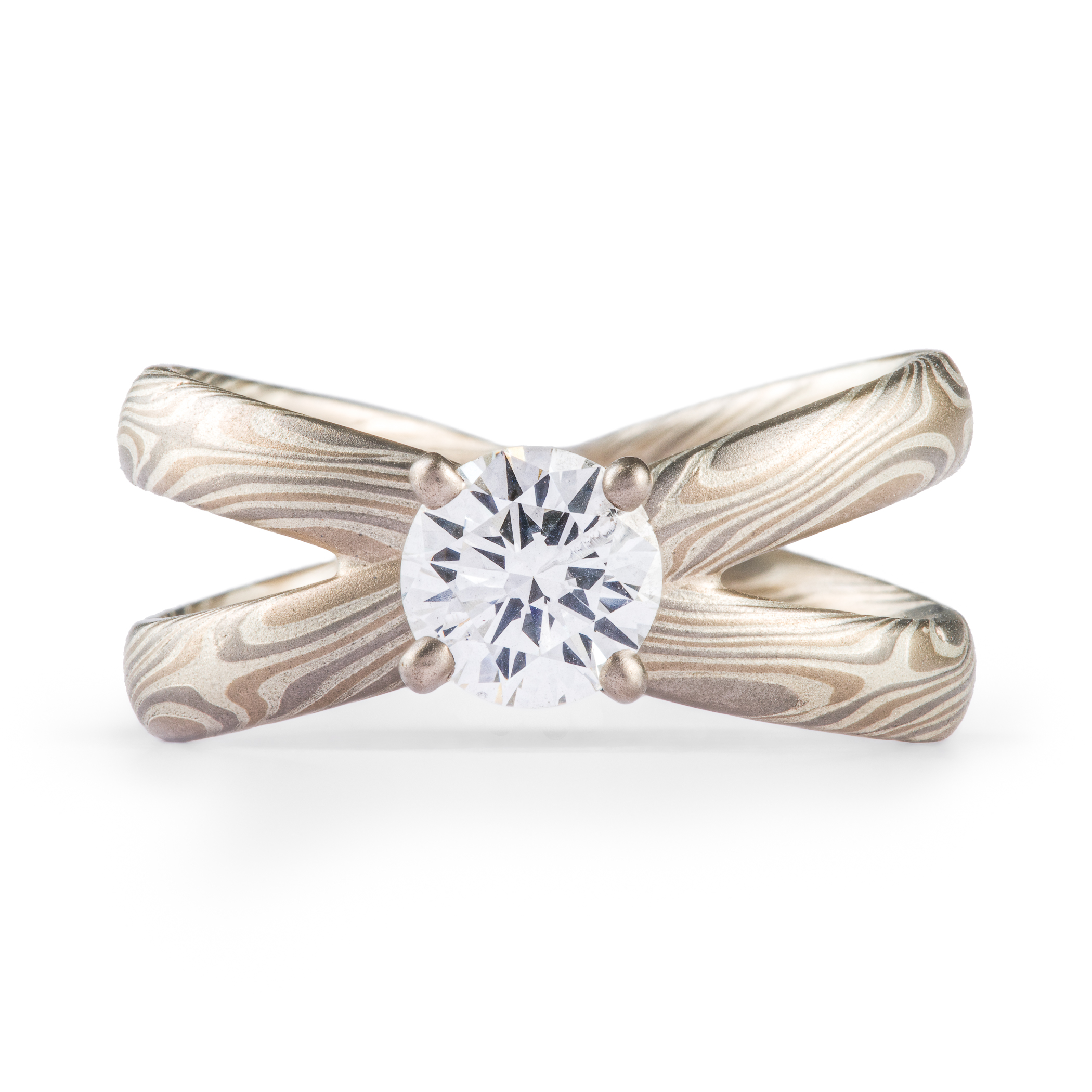 Star Crossed Mokume Diamond Ring