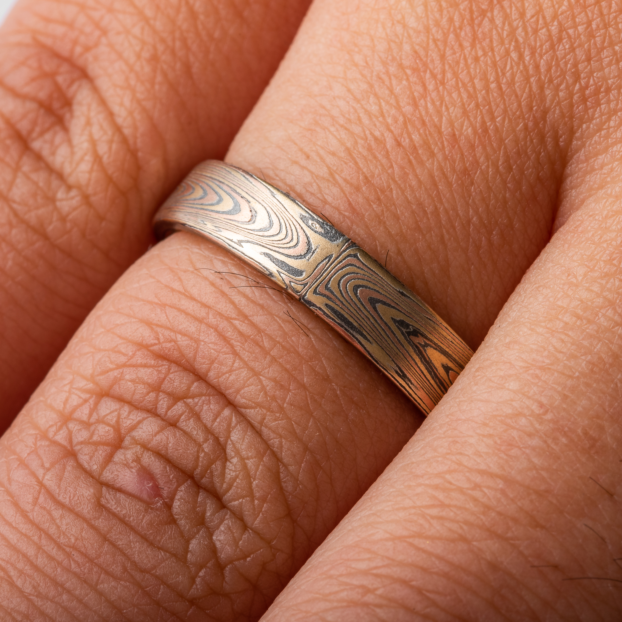Hand Forged Mokume Wedding Band - Image 5