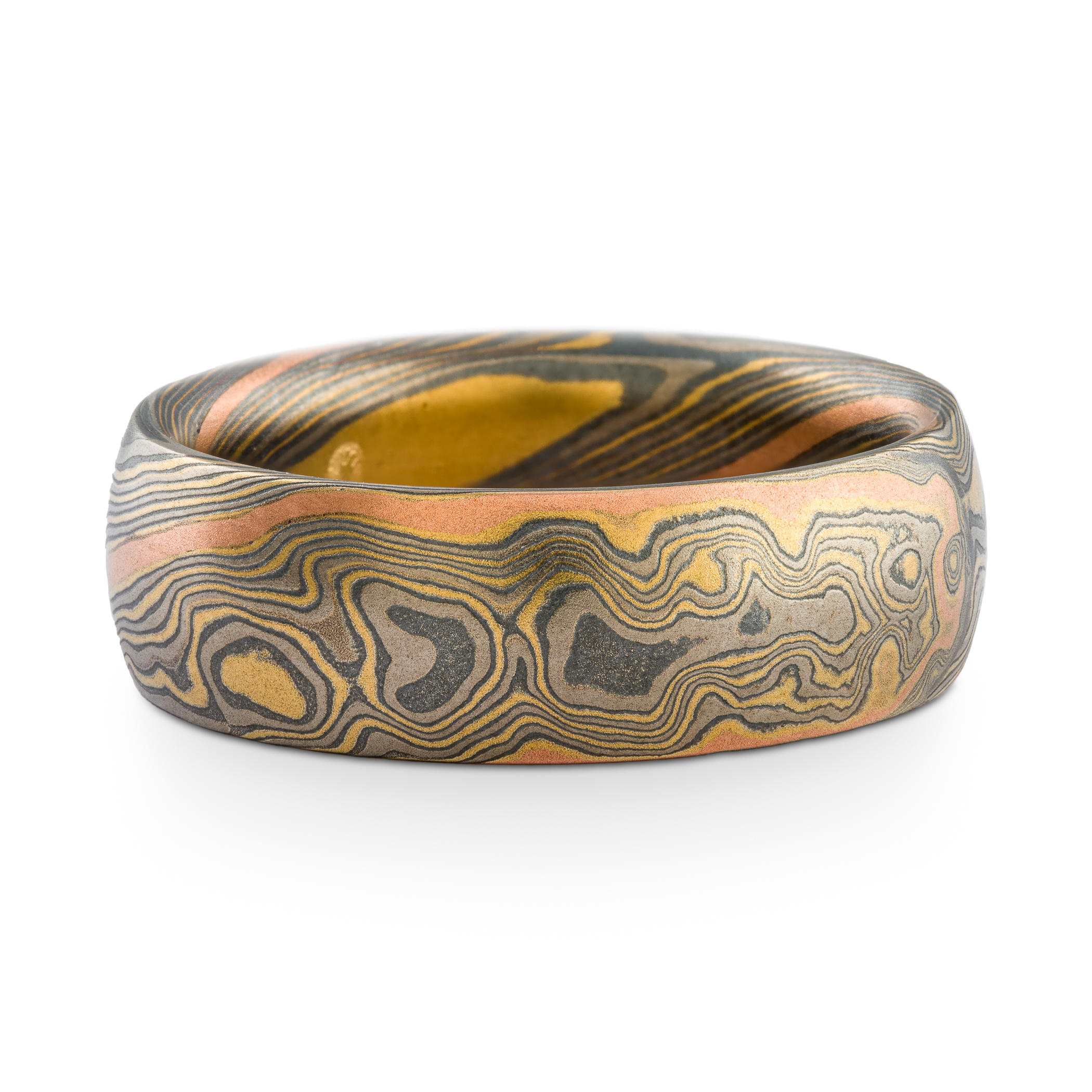 Unique Rustic Mokume Wedding Band - Image 2