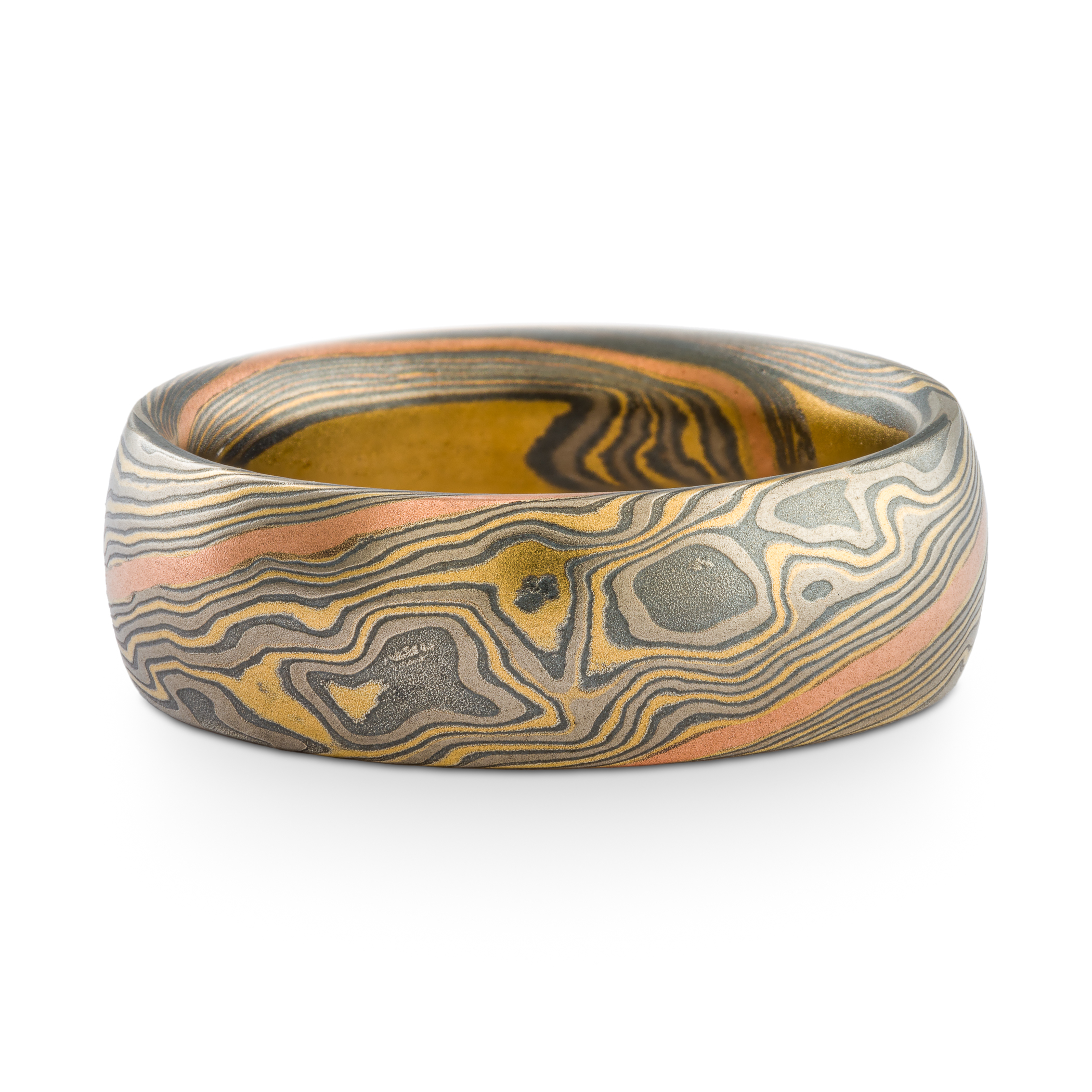 Unique Rustic Mokume Wedding Band - Image 3
